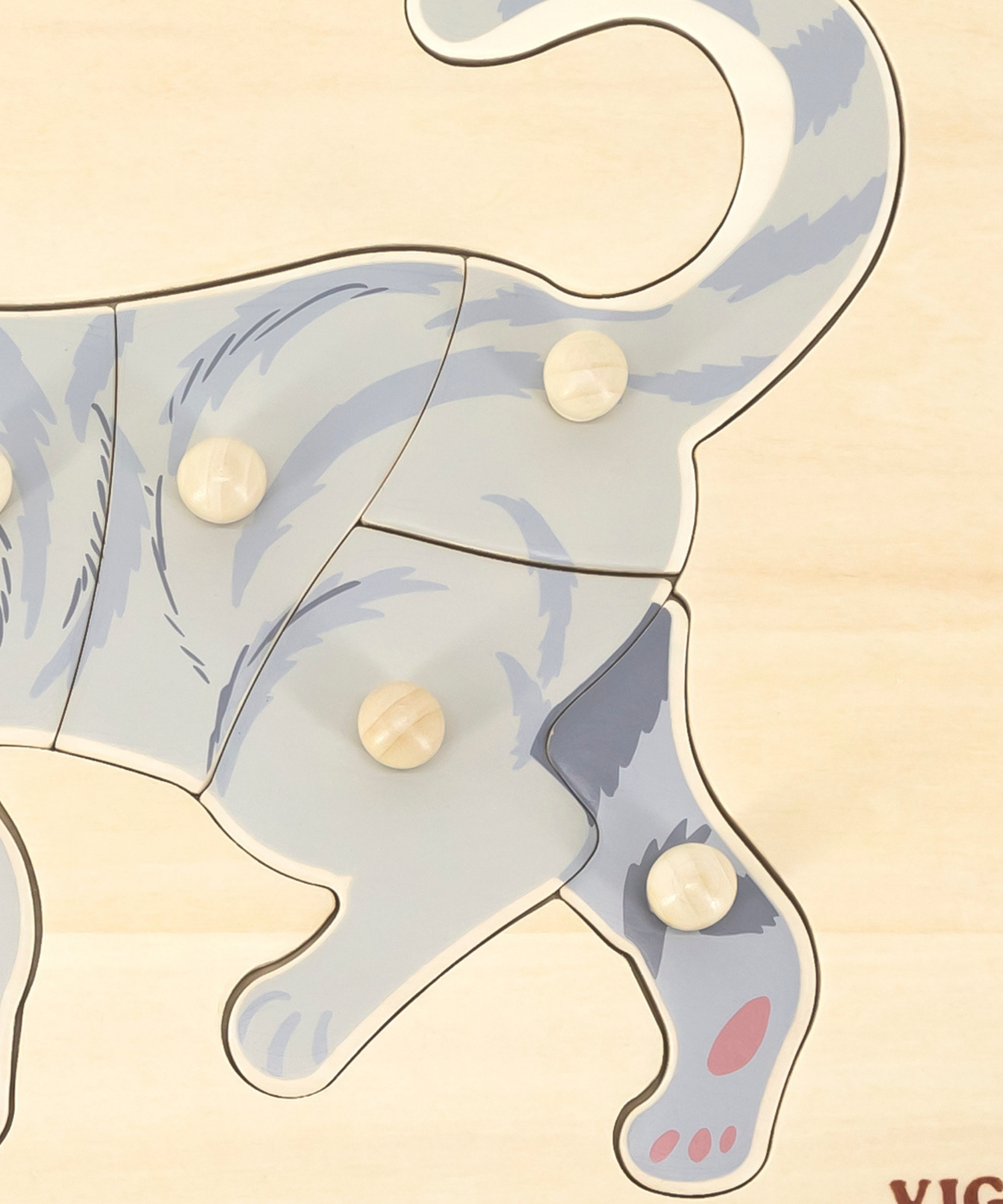 لعبة فيجا كات، أحجية بمقبض من 8 قطع، لعبة مونتيسوري خشبية، تنمي المهارات الحسية والإدراكية والحركية الدقيقة، لعبة تعليمية للأطفال غير سامة وصديقة للبيئة، مناسبة للأولاد والبنات من سن 18 شهرًا فما فوق