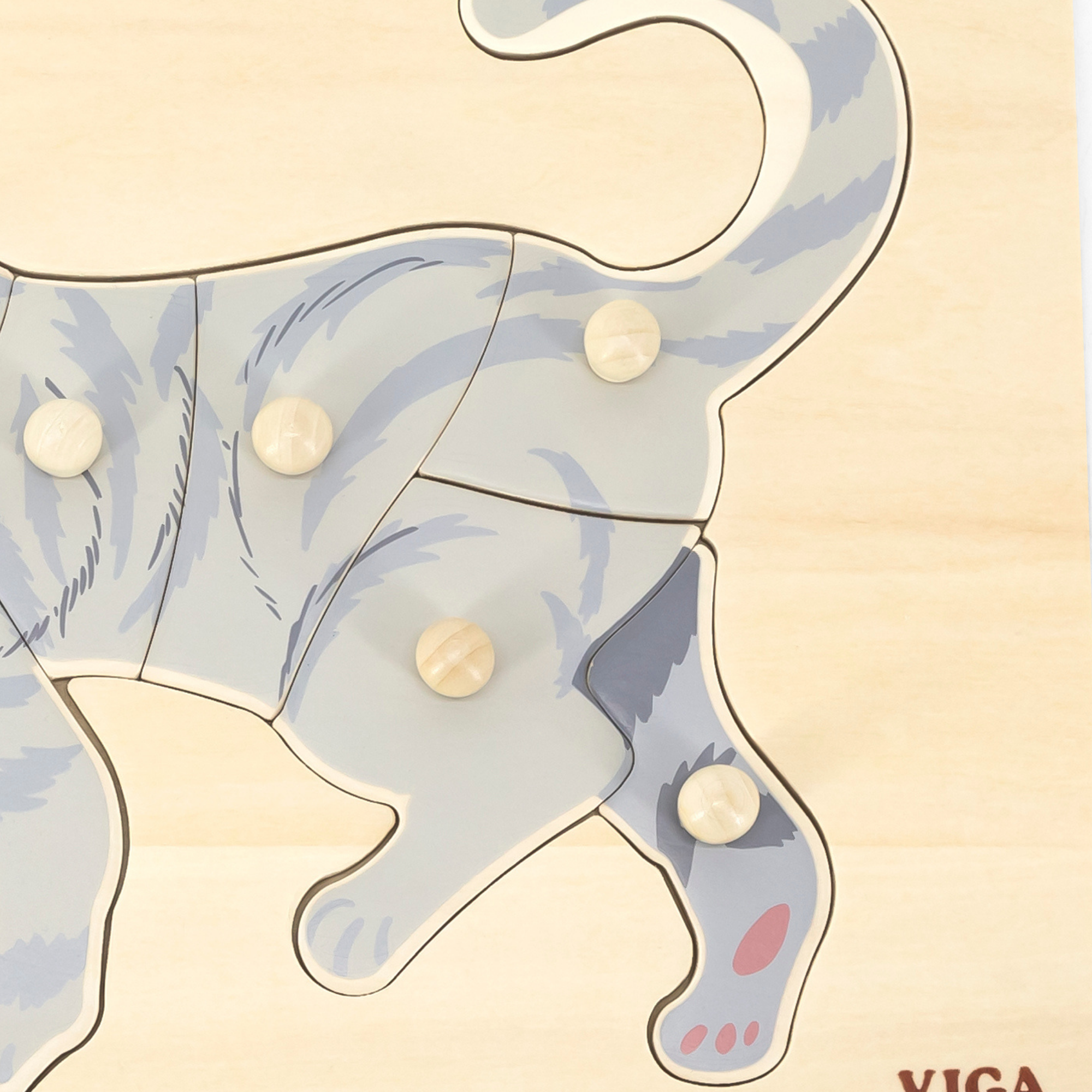 لعبة فيجا كات، أحجية بمقبض من 8 قطع، لعبة مونتيسوري خشبية، تنمي المهارات الحسية والإدراكية والحركية الدقيقة، لعبة تعليمية للأطفال غير سامة وصديقة للبيئة، مناسبة للأولاد والبنات من سن 18 شهرًا فما فوق