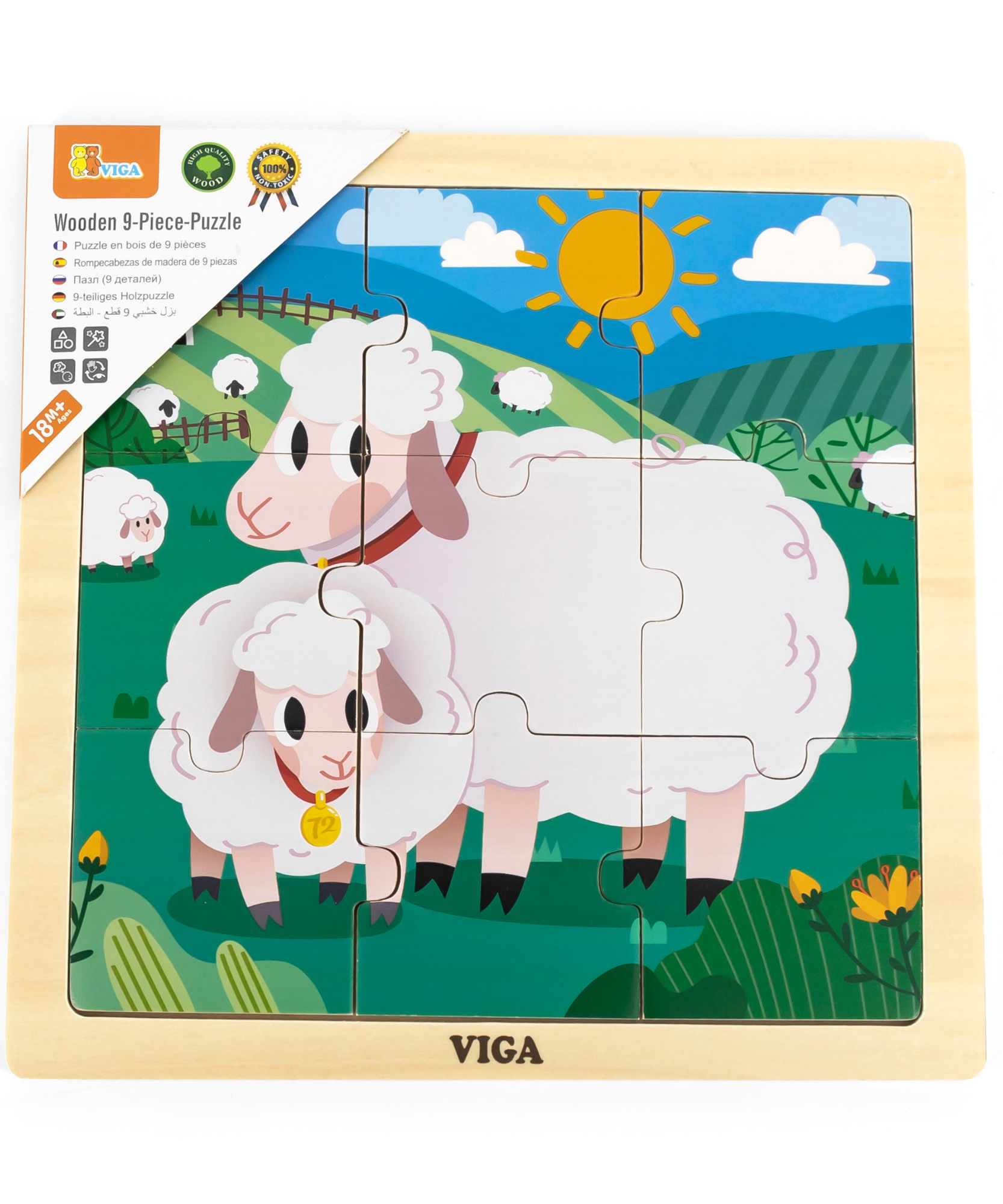 لعبة أحجية الصور المقطوعة Viga Sheep، مكونة من 9 قطع، لعبة مونتيسوري الخشبية، تُنمّي المهارات الحسية والإدراكية والحركية الدقيقة، لعبة تعليمية للأطفال غير سامة وصديقة للبيئة، مناسبة للأولاد والبنات من عمر 18 شهرًا فما فوق