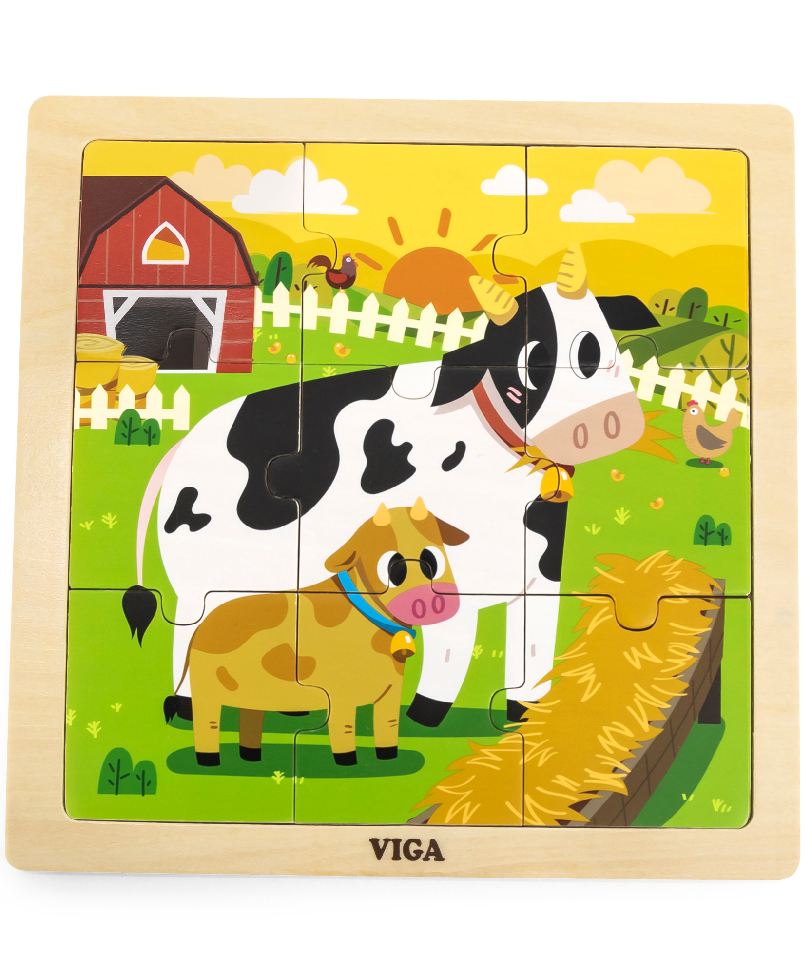 لعبة بازل فيجا كاو، 9 قطع، لعبة مونتيسوري الخشبية، تنمي المهارات الحسية والإدراكية والحركية الدقيقة، لعبة تعليمية للأطفال غير سامة وصديقة للبيئة، مناسبة للأولاد والبنات من سن 18 شهرًا فما فوق