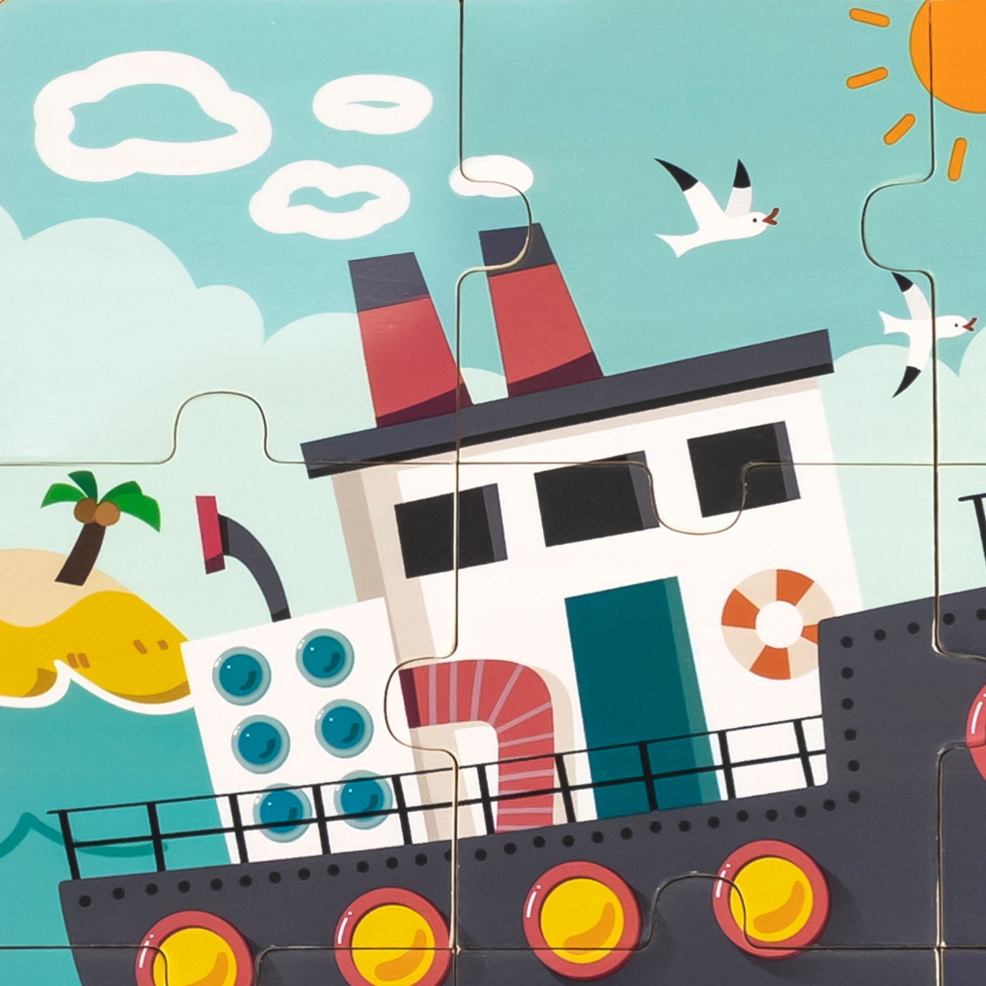 لعبة أحجية الصور المقطوعة "وحيد القرن على متن سفينة" من فيجا، مكونة من 9 قطع، لعبة خشبية من مونتيسوري، تُنمّي المهارات الحسية والإدراكية والحركية الدقيقة، لعبة تعليمية للأطفال غير سامة وصديقة للبيئة، مناسبة للأطفال من سن 18 شهرًا فما فوق