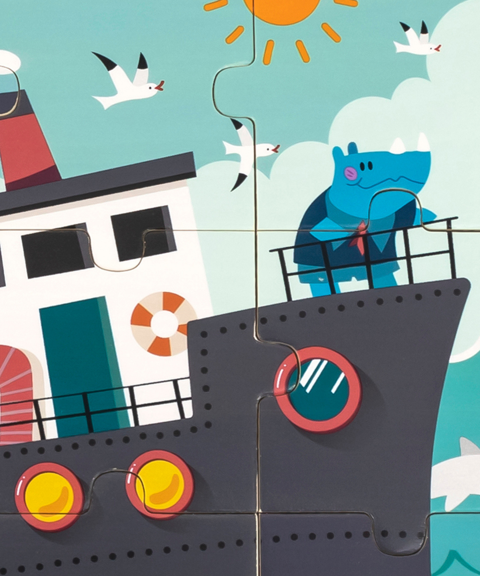 لعبة أحجية الصور المقطوعة "وحيد القرن على متن سفينة" من فيجا، مكونة من 9 قطع، لعبة خشبية من مونتيسوري، تُنمّي المهارات الحسية والإدراكية والحركية الدقيقة، لعبة تعليمية للأطفال غير سامة وصديقة للبيئة، مناسبة للأطفال من سن 18 شهرًا فما فوق