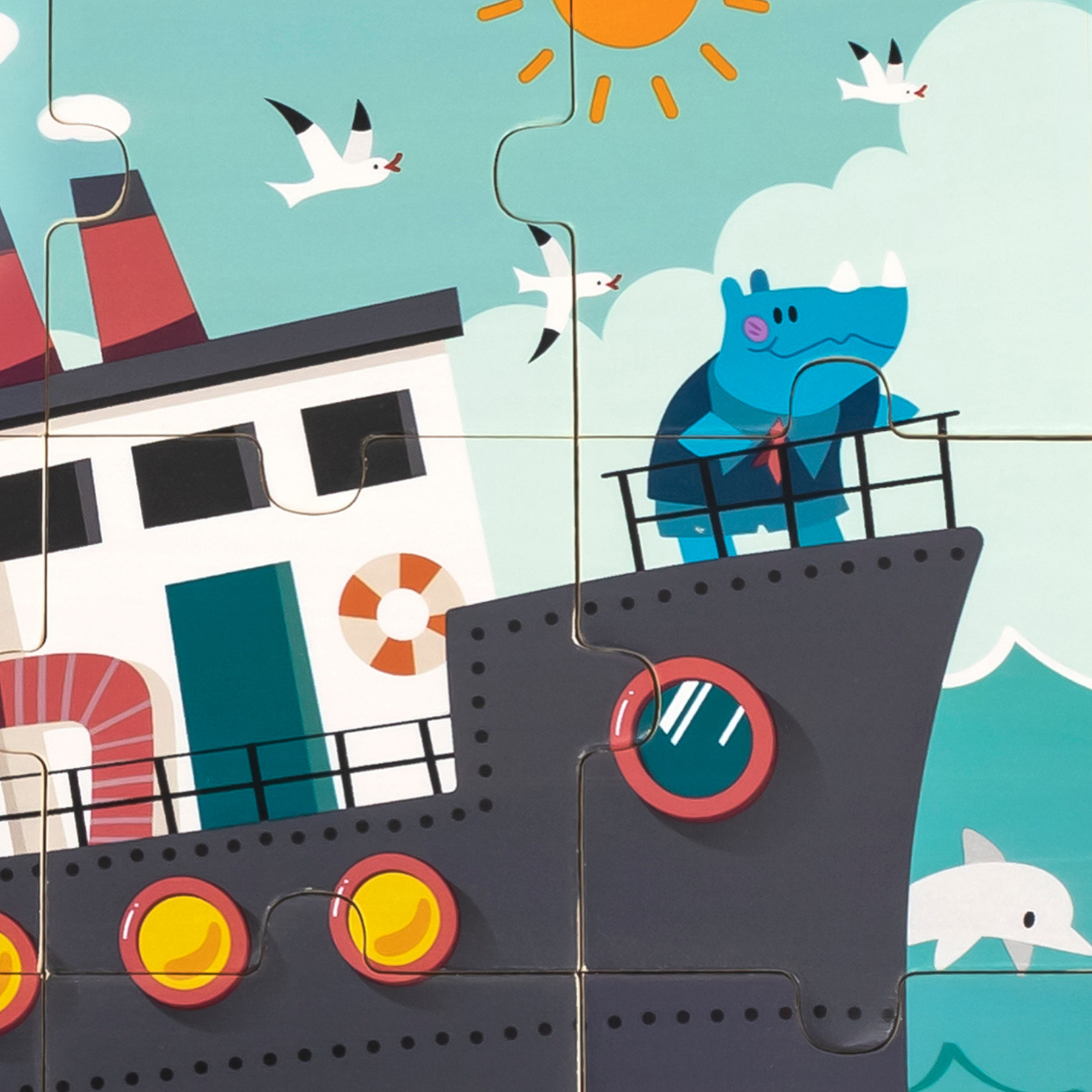 لعبة أحجية الصور المقطوعة "وحيد القرن على متن سفينة" من فيجا، مكونة من 9 قطع، لعبة خشبية من مونتيسوري، تُنمّي المهارات الحسية والإدراكية والحركية الدقيقة، لعبة تعليمية للأطفال غير سامة وصديقة للبيئة، مناسبة للأطفال من سن 18 شهرًا فما فوق