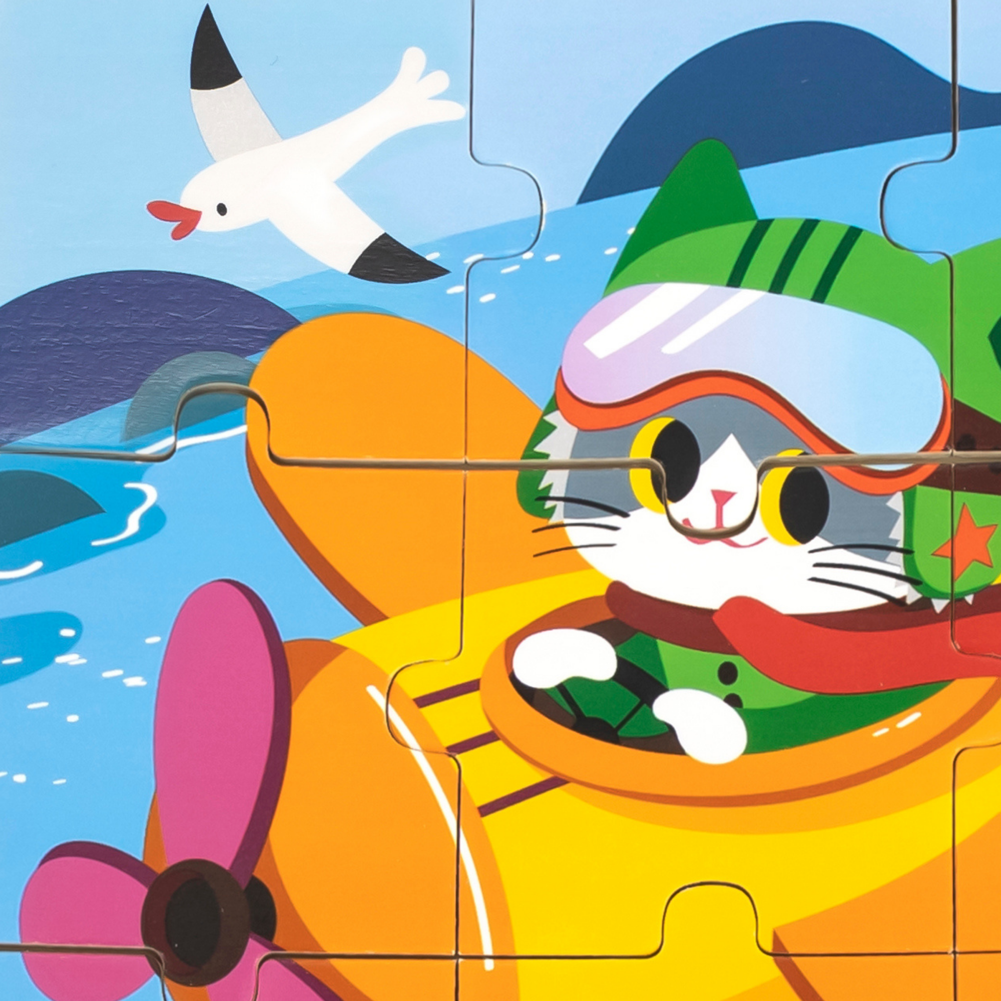 لعبة أحجية الصور المقطوعة "قطة على متن طائرة" من فيجا، مكونة من 9 قطع، لعبة مونتيسوري خشبية، تُنمّي المهارات الحسية والإدراكية والحركية الدقيقة، لعبة تعليمية للأطفال غير سامة وصديقة للبيئة، مناسبة للأطفال من سن 18 شهرًا فما فوق