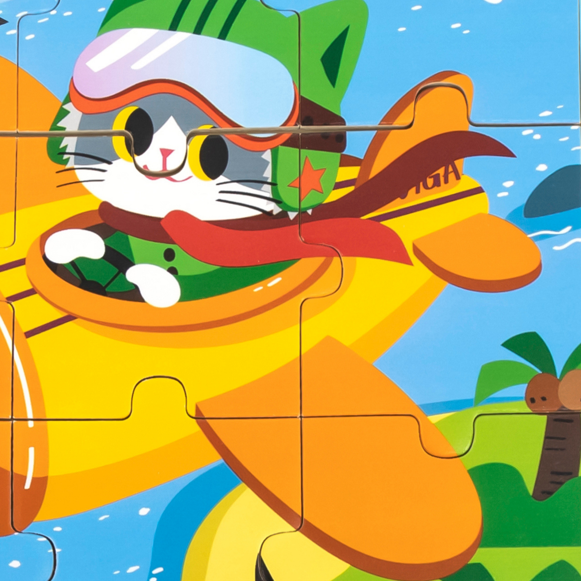 لعبة أحجية الصور المقطوعة "قطة على متن طائرة" من فيجا، مكونة من 9 قطع، لعبة مونتيسوري خشبية، تُنمّي المهارات الحسية والإدراكية والحركية الدقيقة، لعبة تعليمية للأطفال غير سامة وصديقة للبيئة، مناسبة للأطفال من سن 18 شهرًا فما فوق