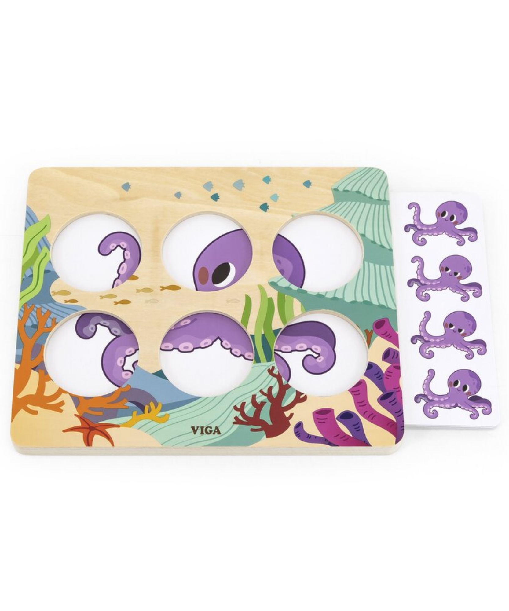 أسرار البحر فيجا، لغز ميكس آند ماتش، 10 قطع بمقبض، لعبة مونتيسوري الخشبية، تنمي المهارات الحسية والإدراكية والحركية الدقيقة، لعبة تعليمية للأطفال غير سامة وصديقة للبيئة، مناسبة للأطفال من سن 3 سنوات فما فوق