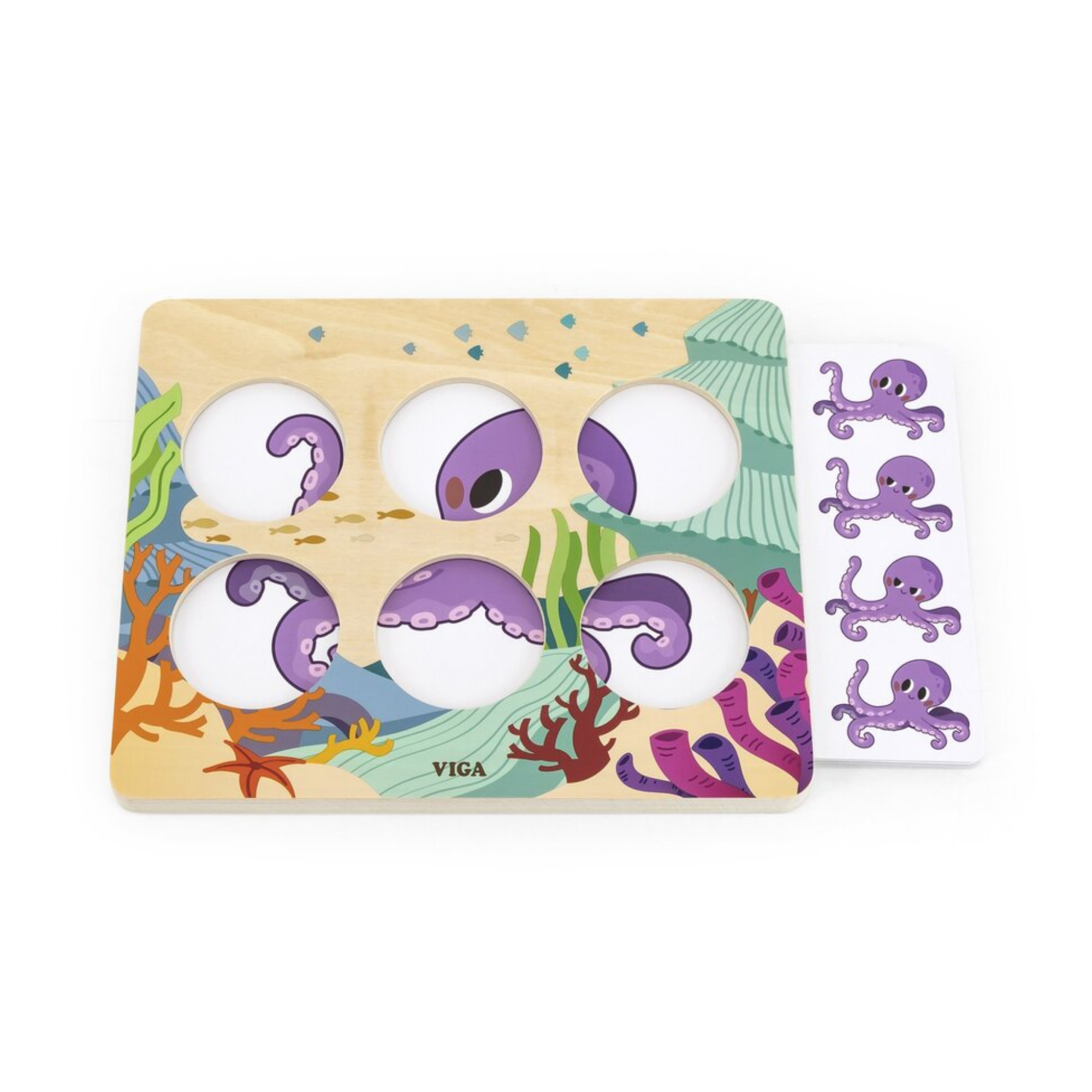 أسرار البحر فيجا، لغز ميكس آند ماتش، 10 قطع بمقبض، لعبة مونتيسوري الخشبية، تنمي المهارات الحسية والإدراكية والحركية الدقيقة، لعبة تعليمية للأطفال غير سامة وصديقة للبيئة، مناسبة للأطفال من سن 3 سنوات فما فوق