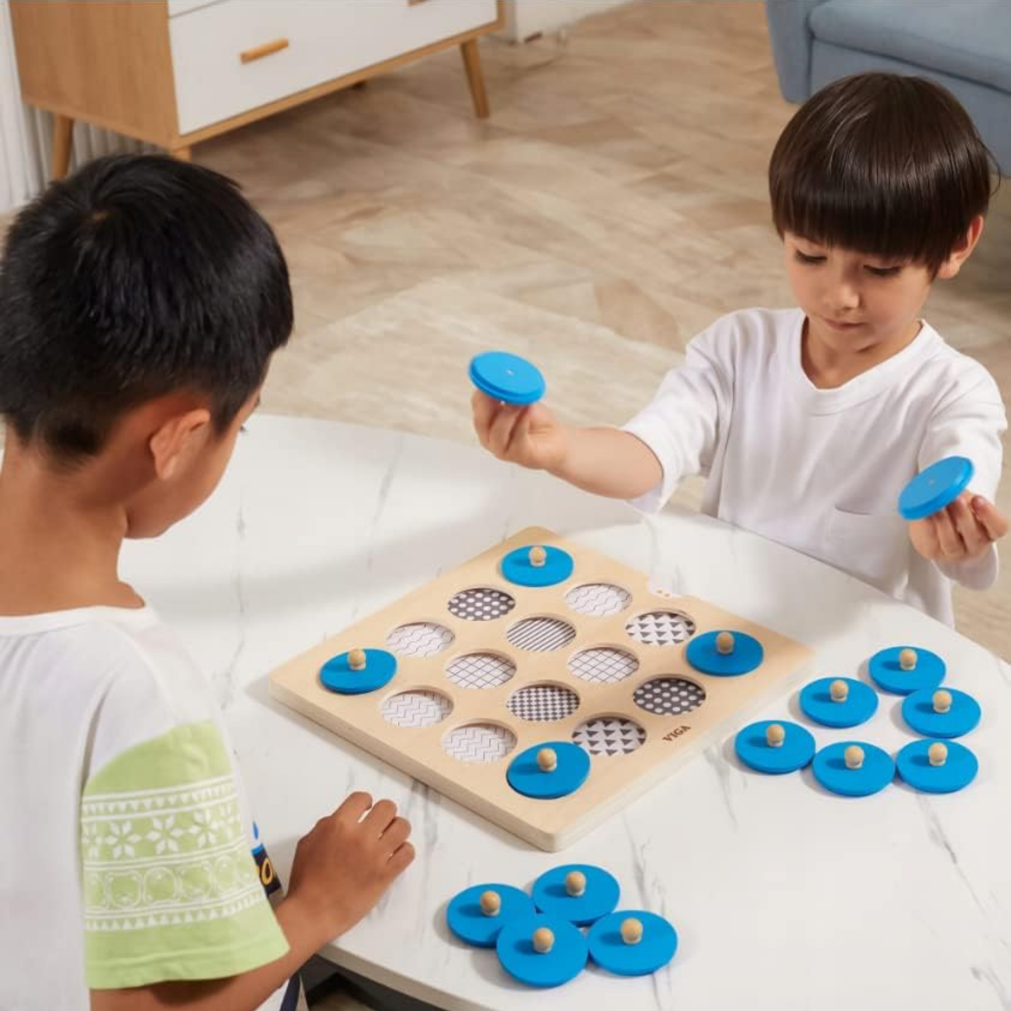 لعبة الذاكرة الخشبية من فيجا، لعبة مطابقة مونتيسوري مع 5 بطاقات مزدوجة الجوانب، تنمي الذاكرة والتركيز والمهارات الحركية، لعبة تعليمية صديقة للبيئة وغير سامة، للأطفال من سن 3 سنوات فما فوق