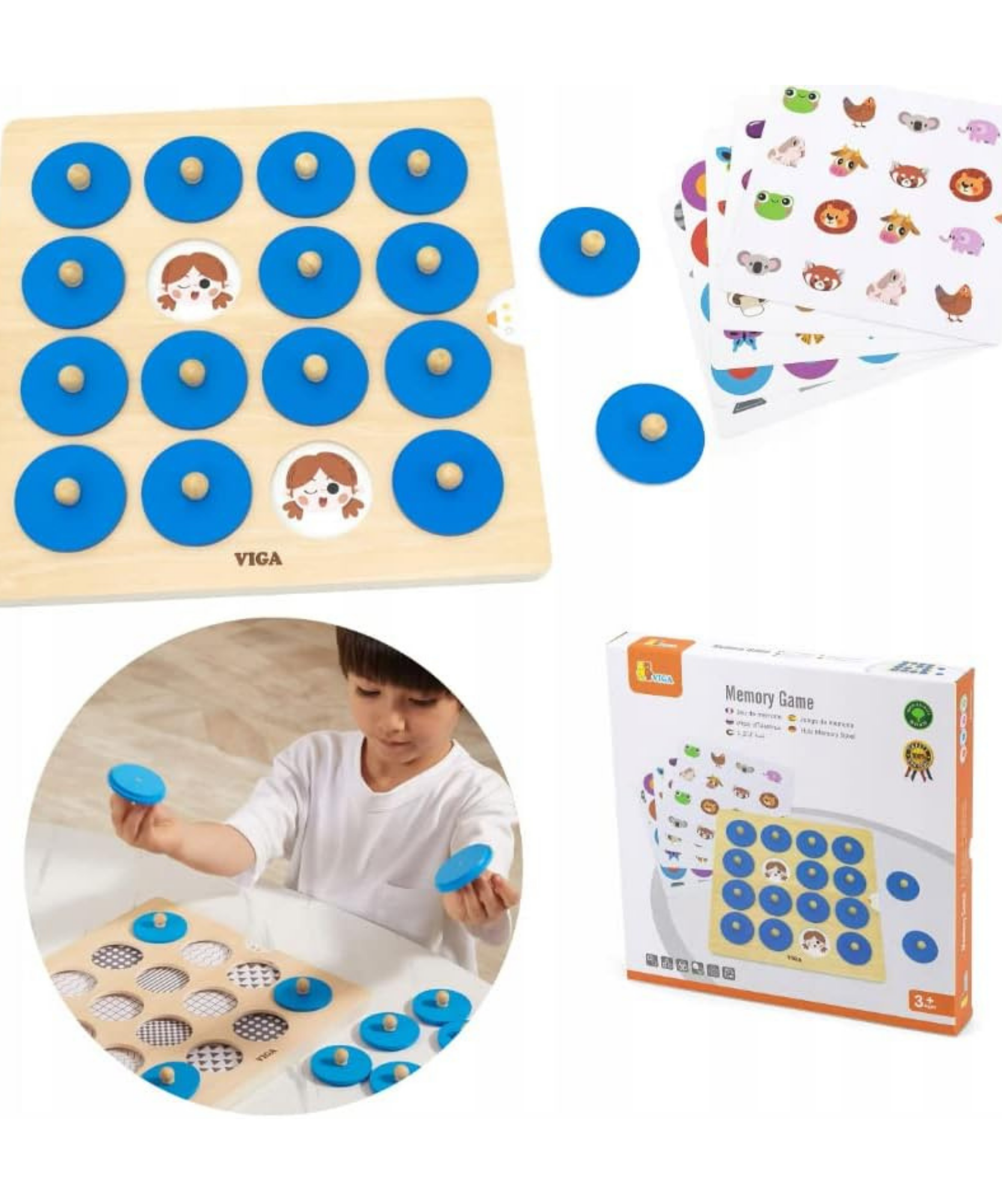 لعبة الذاكرة الخشبية من فيجا، لعبة مطابقة مونتيسوري مع 5 بطاقات مزدوجة الجوانب، تنمي الذاكرة والتركيز والمهارات الحركية، لعبة تعليمية صديقة للبيئة وغير سامة، للأطفال من سن 3 سنوات فما فوق