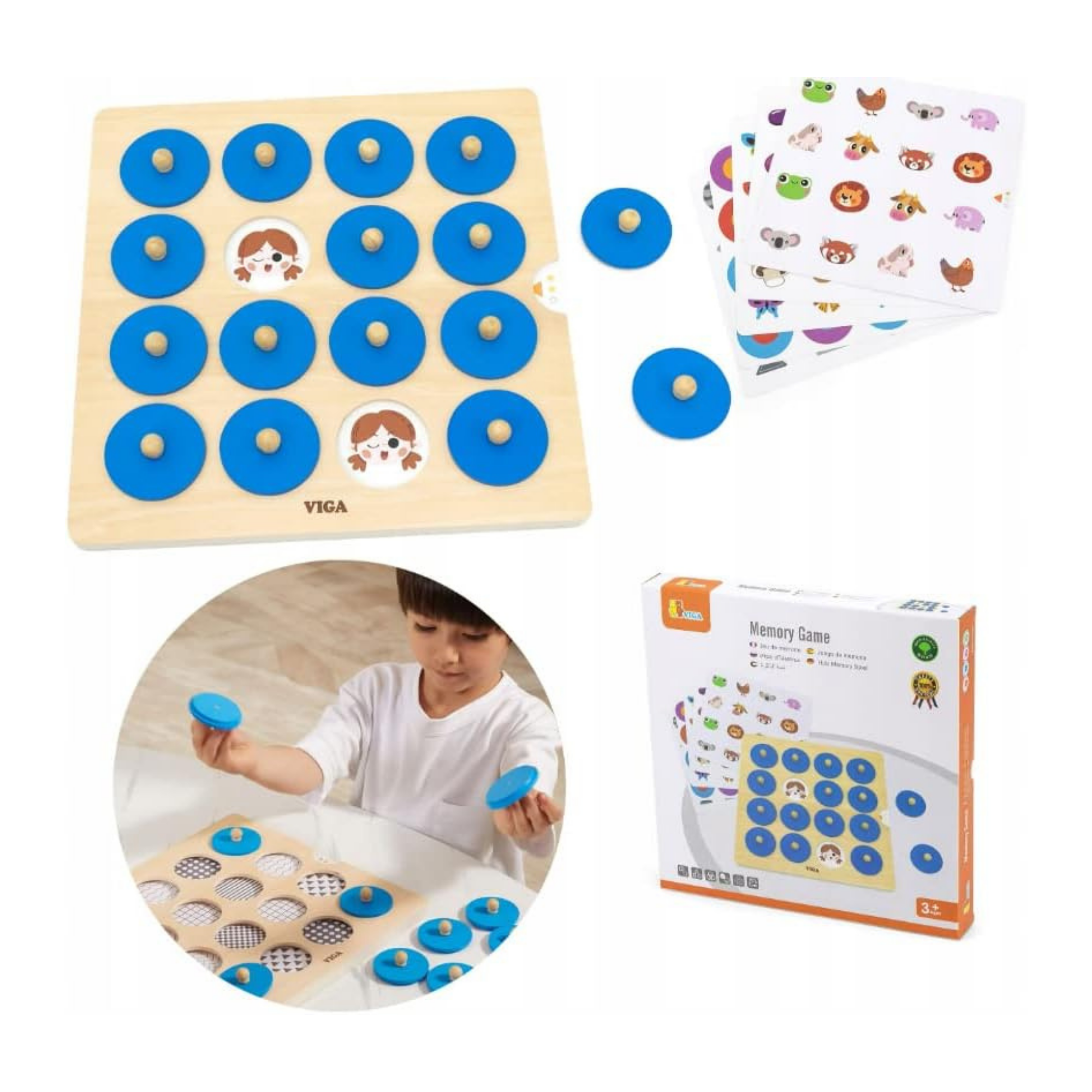 لعبة الذاكرة الخشبية من فيجا، لعبة مطابقة مونتيسوري مع 5 بطاقات مزدوجة الجوانب، تنمي الذاكرة والتركيز والمهارات الحركية، لعبة تعليمية صديقة للبيئة وغير سامة، للأطفال من سن 3 سنوات فما فوق