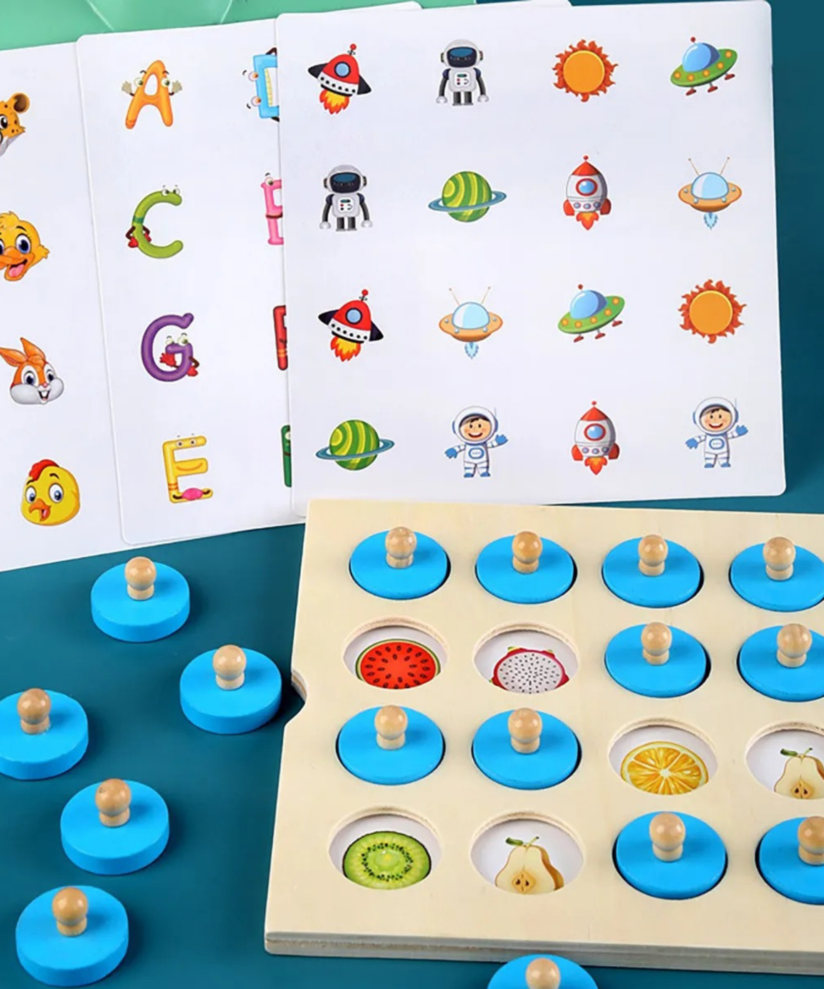 لعبة الذاكرة الخشبية من فيجا، لعبة مطابقة مونتيسوري مع 5 بطاقات مزدوجة الجوانب، تنمي الذاكرة والتركيز والمهارات الحركية، لعبة تعليمية صديقة للبيئة وغير سامة، للأطفال من سن 3 سنوات فما فوق