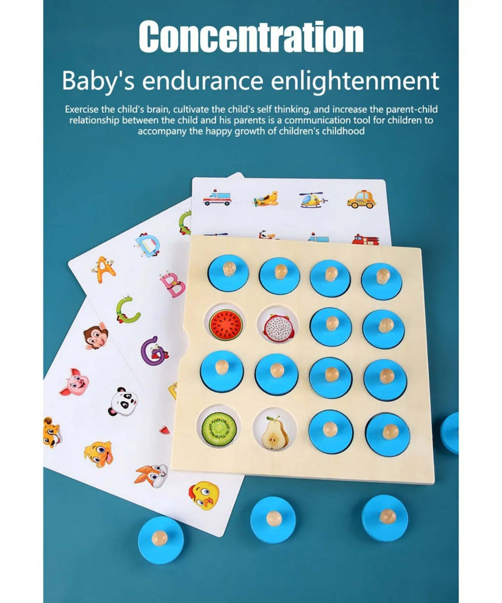 لعبة الذاكرة الخشبية من فيجا، لعبة مطابقة مونتيسوري مع 5 بطاقات مزدوجة الجوانب، تنمي الذاكرة والتركيز والمهارات الحركية، لعبة تعليمية صديقة للبيئة وغير سامة، للأطفال من سن 3 سنوات فما فوق