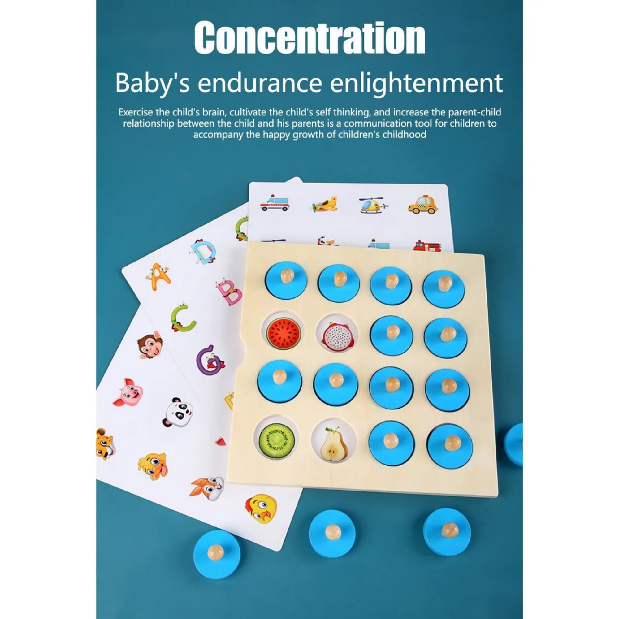 لعبة الذاكرة الخشبية من فيجا، لعبة مطابقة مونتيسوري مع 5 بطاقات مزدوجة الجوانب، تنمي الذاكرة والتركيز والمهارات الحركية، لعبة تعليمية صديقة للبيئة وغير سامة، للأطفال من سن 3 سنوات فما فوق