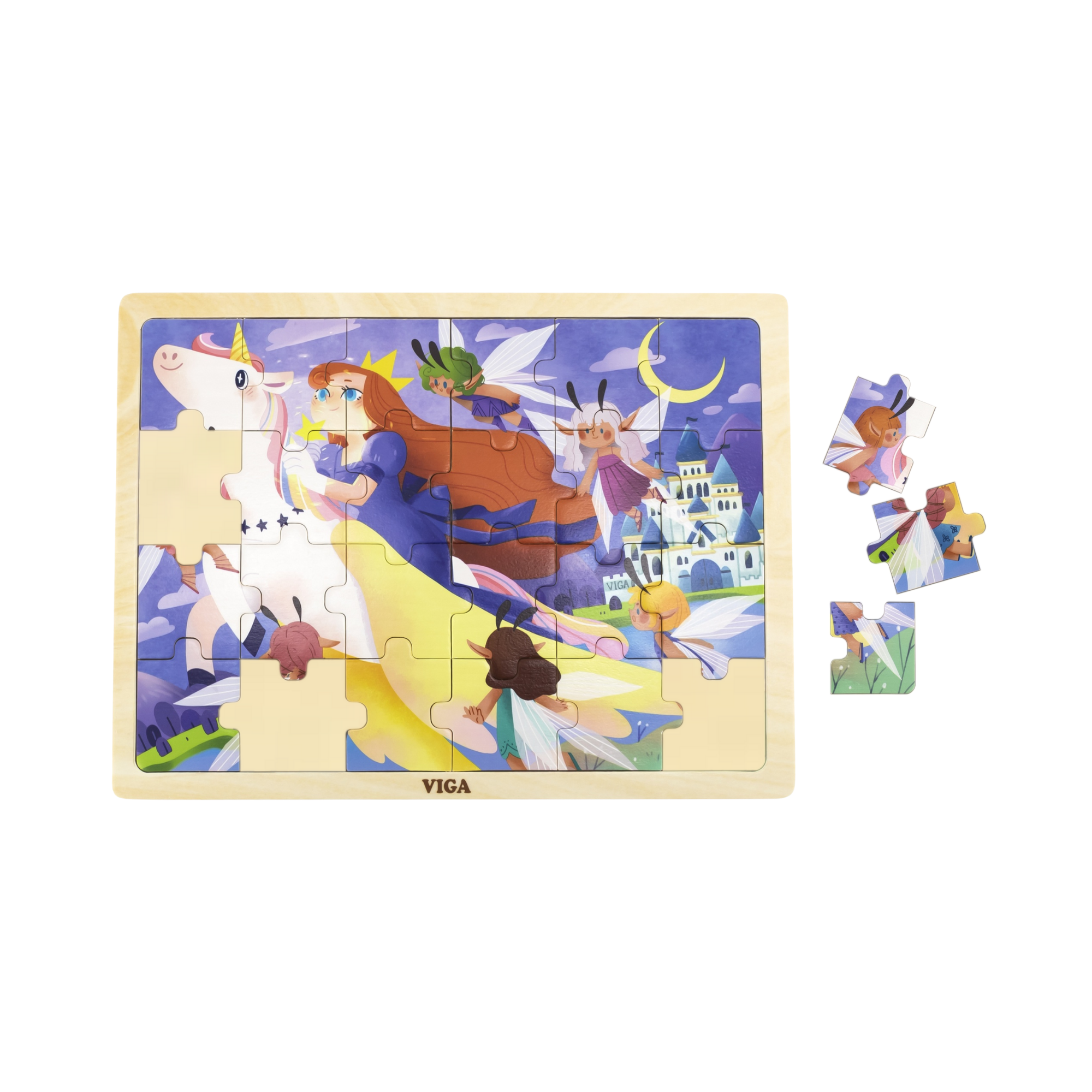 لعبة أحجية الصور المقطوعة من فيجا فيري تيل، مكونة من 24 قطعة، لعبة مونتيسوري الخشبية، تنمي المهارات الحسية والإدراكية والحركية الدقيقة، لعبة تعليمية للأطفال غير سامة وصديقة للبيئة، مناسبة للأولاد والبنات من عمر سنتين فما فوق