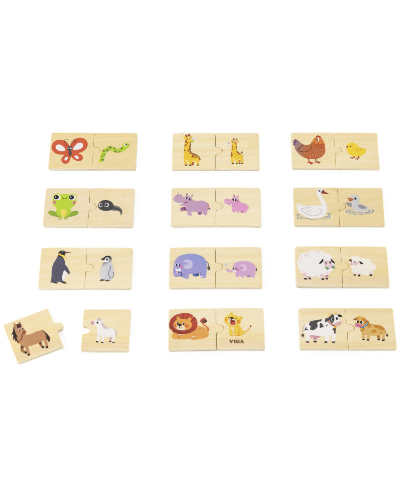 Viga Mom & Baby, 24 Piece Mix & Match Puzzle, Montessori Wooden Toy, Develops Sensory, Cognitive & Fine Motor Skills, Non-Toxic & Eco-friendly Kids Educational Toy, Suitable for Children Aged 18M+