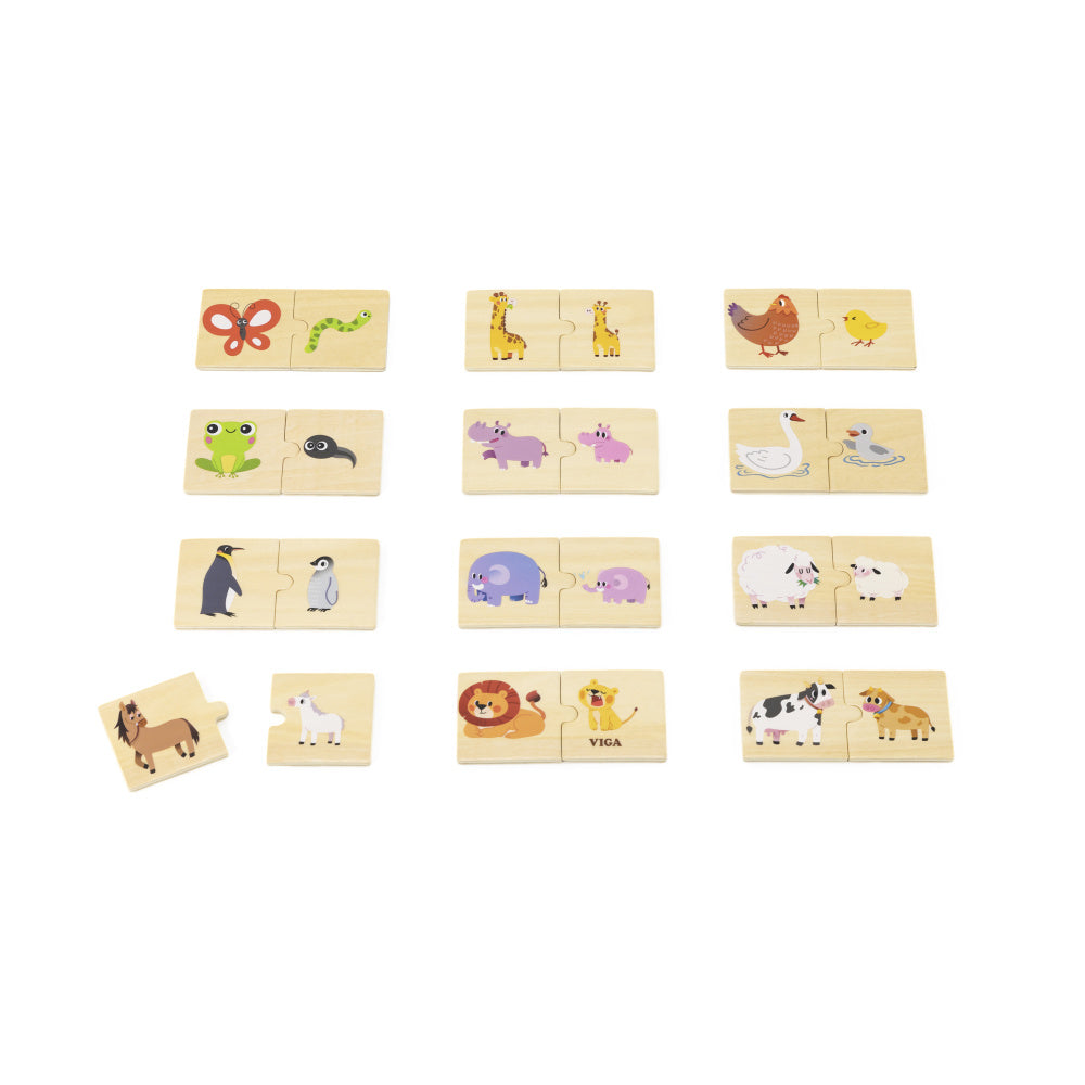 Viga Mom & Baby, 24 Piece Mix & Match Puzzle, Montessori Wooden Toy, Develops Sensory, Cognitive & Fine Motor Skills, Non-Toxic & Eco-friendly Kids Educational Toy, Suitable for Children Aged 18M+