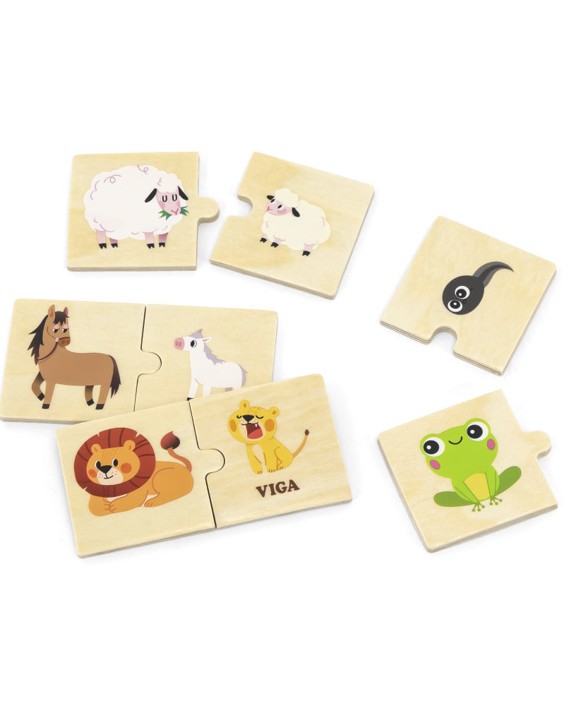 Viga Mom & Baby, 24 Piece Mix & Match Puzzle, Montessori Wooden Toy, Develops Sensory, Cognitive & Fine Motor Skills, Non-Toxic & Eco-friendly Kids Educational Toy, Suitable for Children Aged 18M+