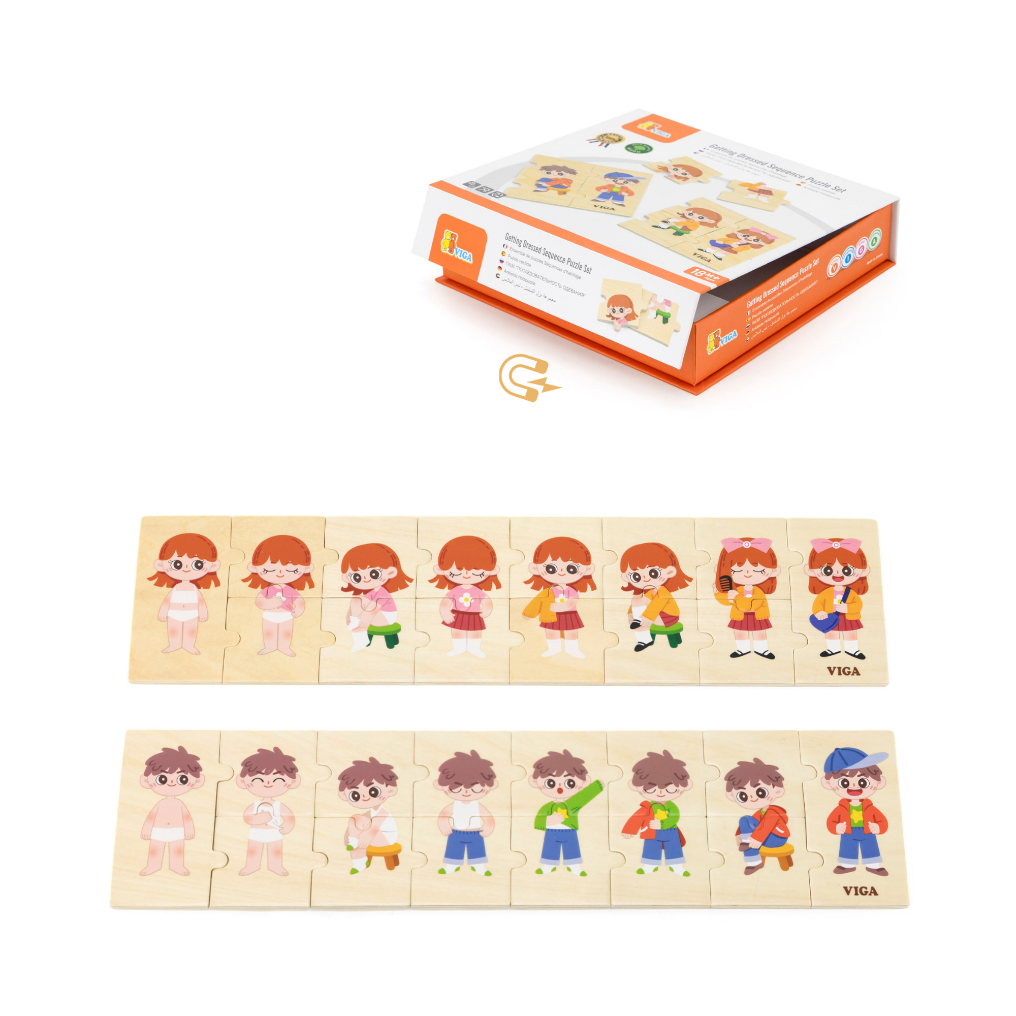 Viga Getting Dressed Connecting Game, 28 Piece Mix & Match Puzzle, Mon ...