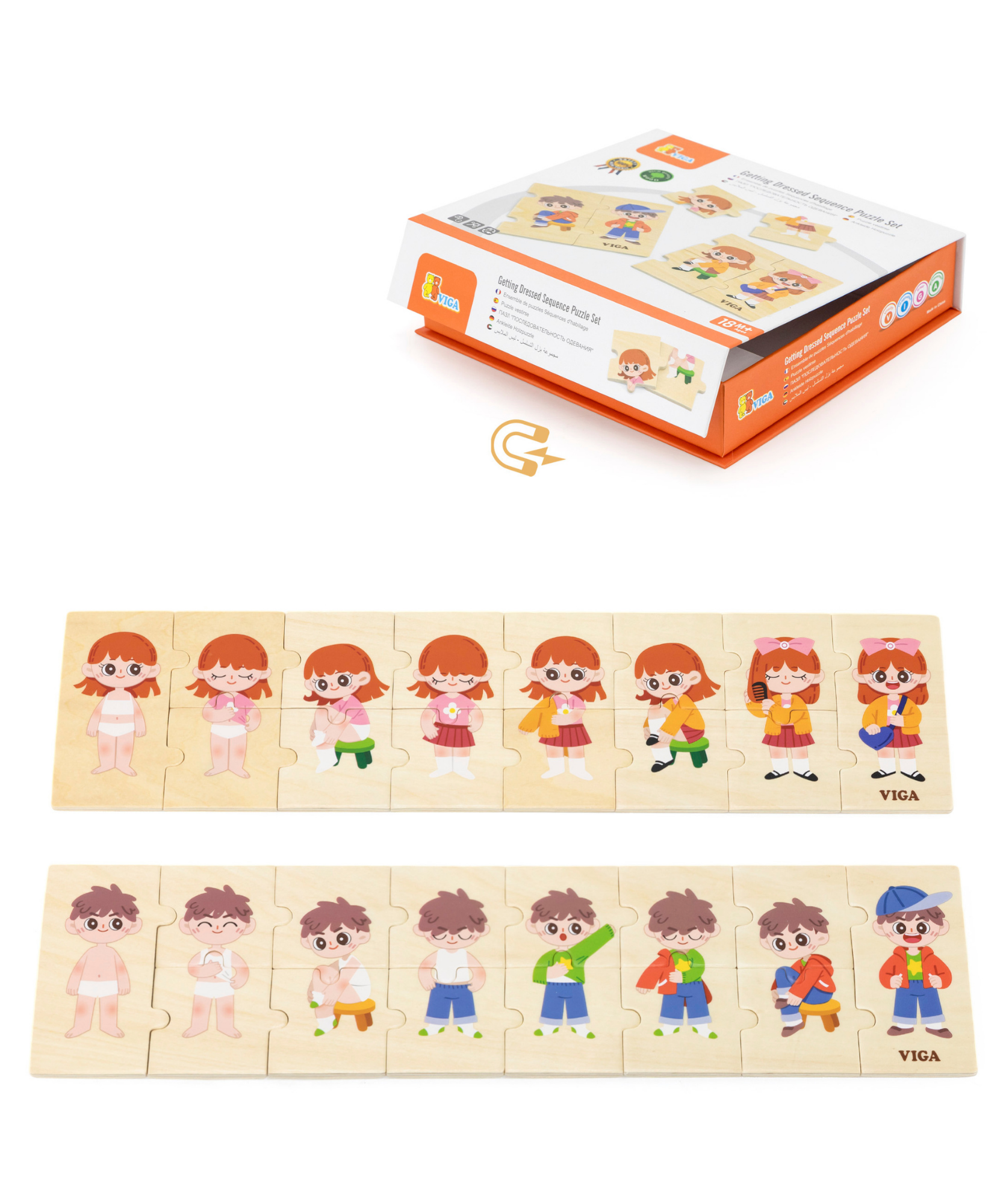 لعبة فيجا لربط الملابس، أحجية مكونة من 28 قطعة، لعبة مونتيسوري خشبية، تُنمّي المهارات الحسية والإدراكية والحركية الدقيقة، غير سامة وصديقة للبيئة، للأطفال من عمر 18 شهرًا فما فوق