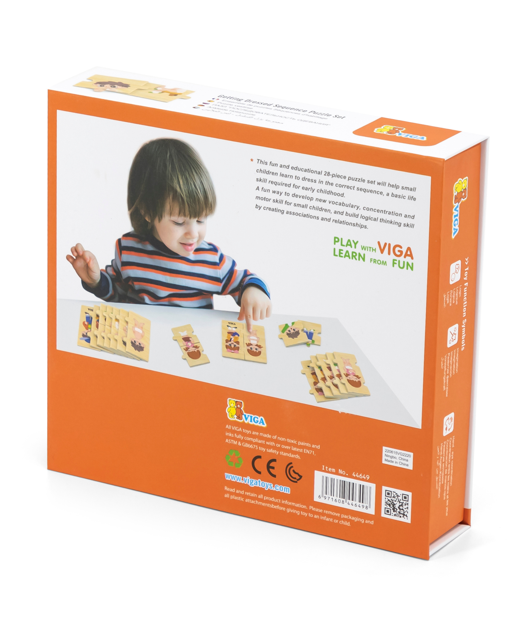 لعبة فيجا لربط الملابس، أحجية مكونة من 28 قطعة، لعبة مونتيسوري خشبية، تُنمّي المهارات الحسية والإدراكية والحركية الدقيقة، غير سامة وصديقة للبيئة، للأطفال من عمر 18 شهرًا فما فوق