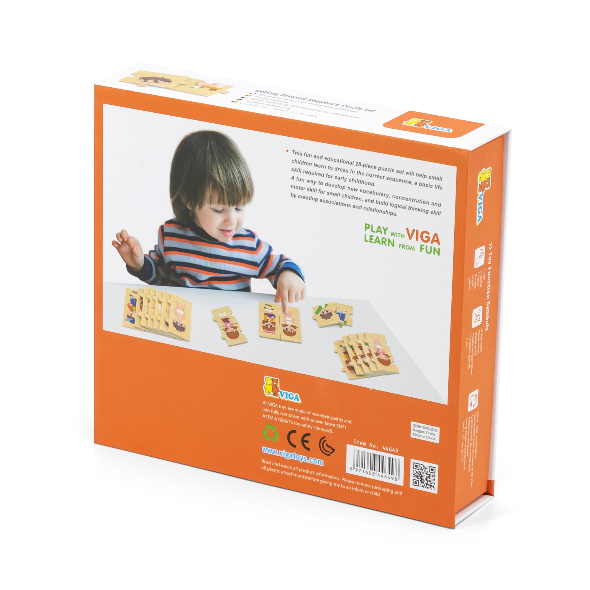 لعبة فيجا لربط الملابس، أحجية مكونة من 28 قطعة، لعبة مونتيسوري خشبية، تُنمّي المهارات الحسية والإدراكية والحركية الدقيقة، غير سامة وصديقة للبيئة، للأطفال من عمر 18 شهرًا فما فوق