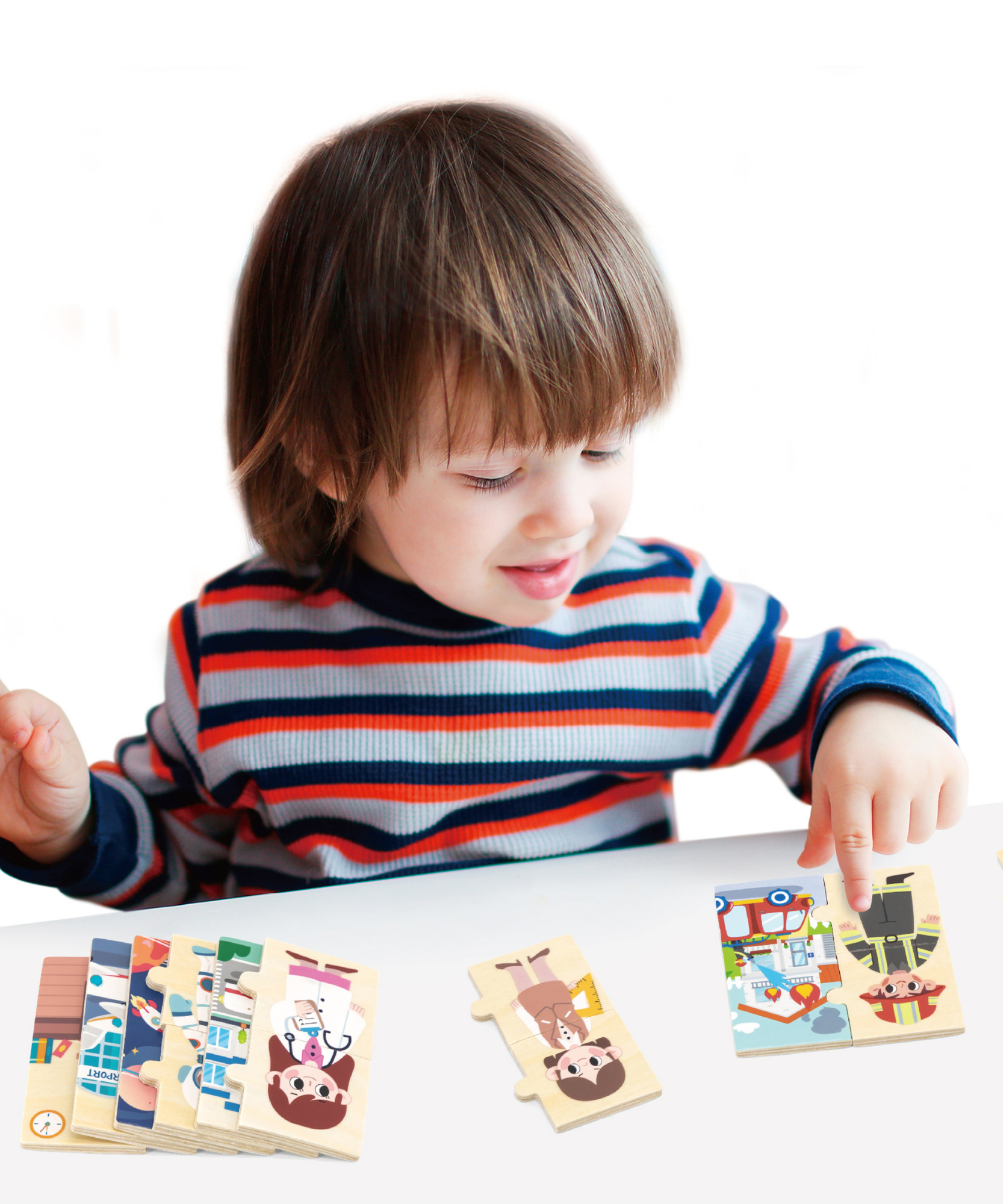 Viga Profession, 32 Piece Mix & Match Puzzle, Montessori Wooden Toy, Develops Sensory, Cognitive & Fine Motor Skills, Non-Toxic & Eco-friendly Kids Educational Toy, Suitable for Children Aged 18M+