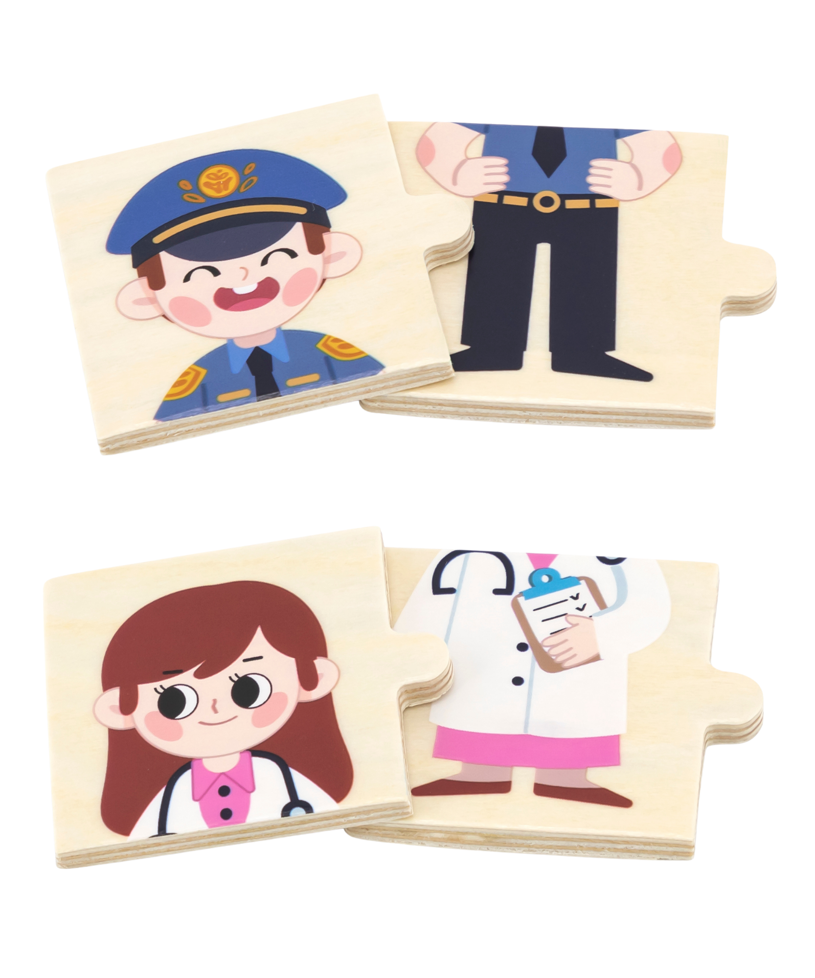 Viga Profession, 32 Piece Mix & Match Puzzle, Montessori Wooden Toy, Develops Sensory, Cognitive & Fine Motor Skills, Non-Toxic & Eco-friendly Kids Educational Toy, Suitable for Children Aged 18M+