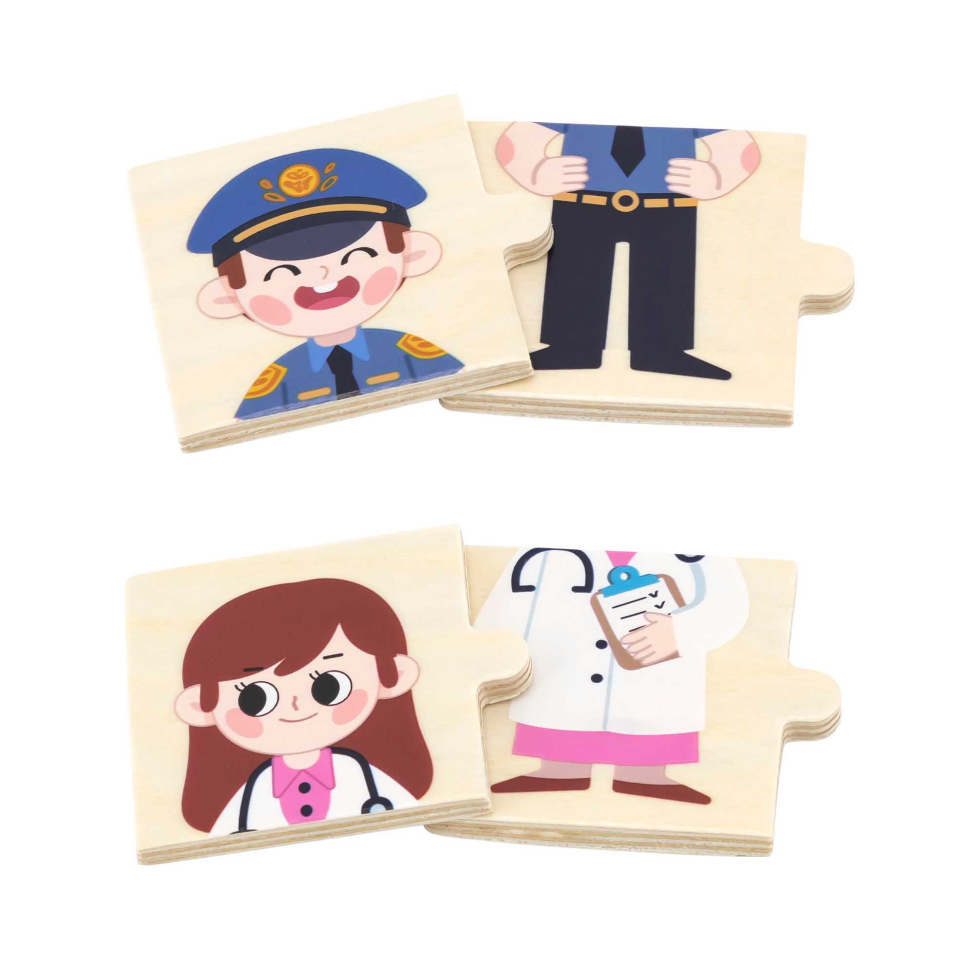 Viga Profession, 32 Piece Mix & Match Puzzle, Montessori Wooden Toy, Develops Sensory, Cognitive & Fine Motor Skills, Non-Toxic & Eco-friendly Kids Educational Toy, Suitable for Children Aged 18M+