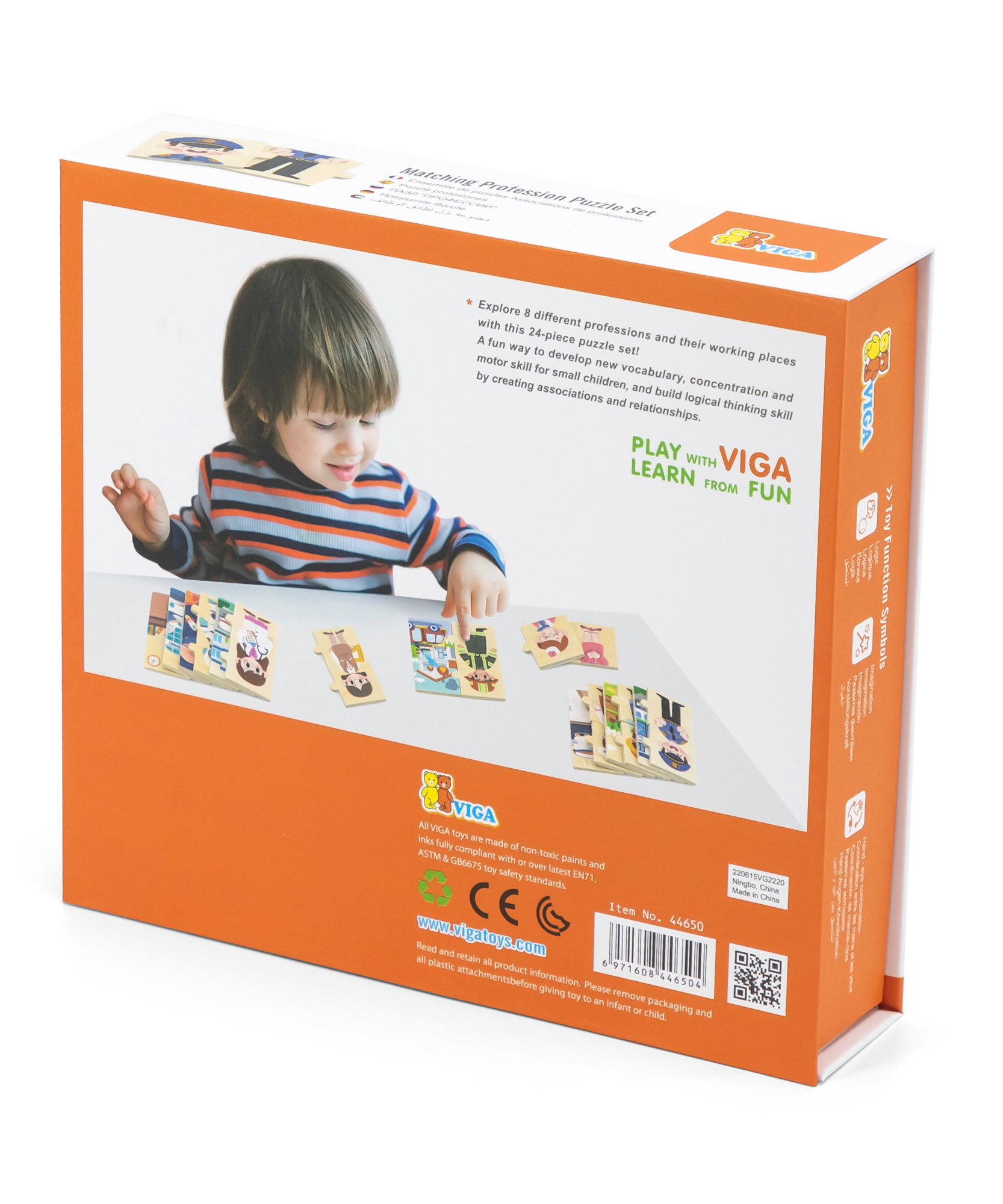 Viga Profession, 32 Piece Mix & Match Puzzle, Montessori Wooden Toy, Develops Sensory, Cognitive & Fine Motor Skills, Non-Toxic & Eco-friendly Kids Educational Toy, Suitable for Children Aged 18M+