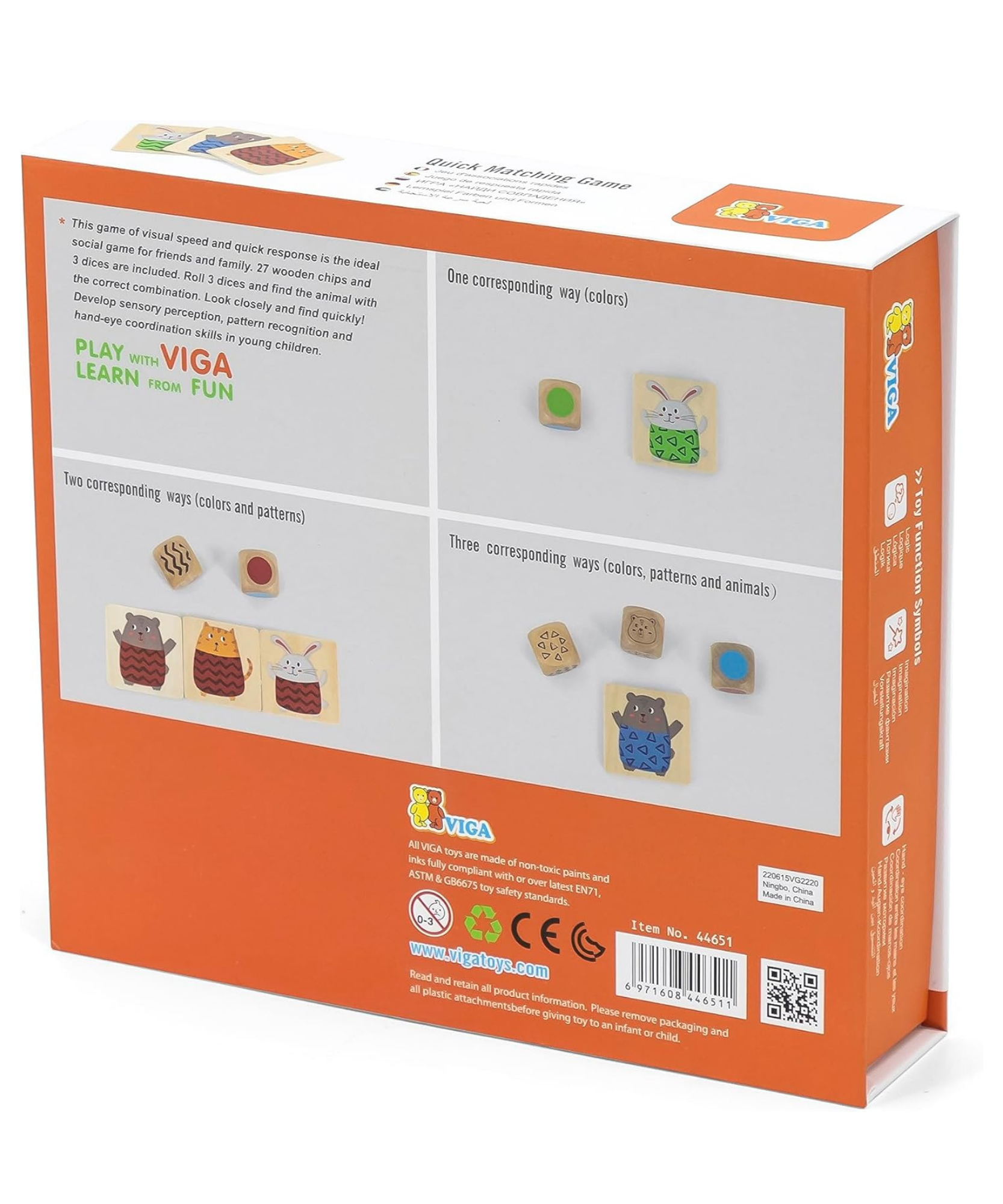 لعبة فيجا سريعة الاستجابة، لعبة مونتيسوري الخشبية للسرعة البصرية والتعرف على الأنماط، تُنمّي التنسيق بين اليد والعين والتركيز، لعبة تعليمية صديقة للبيئة وغير سامة، للأطفال من سن 3 سنوات فما فوق