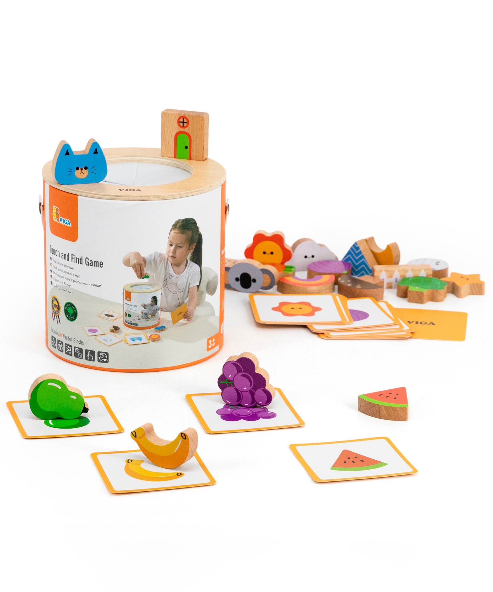 Viga Touch & Find, 20 Piece Matching Puzzle, Montessori Wooden Toy, Develops Sensory, Cognitive & Fine Motor Skills, Non-Toxic & Eco-friendly Kids Educational Toy, Suitable for Children Aged 3Y+