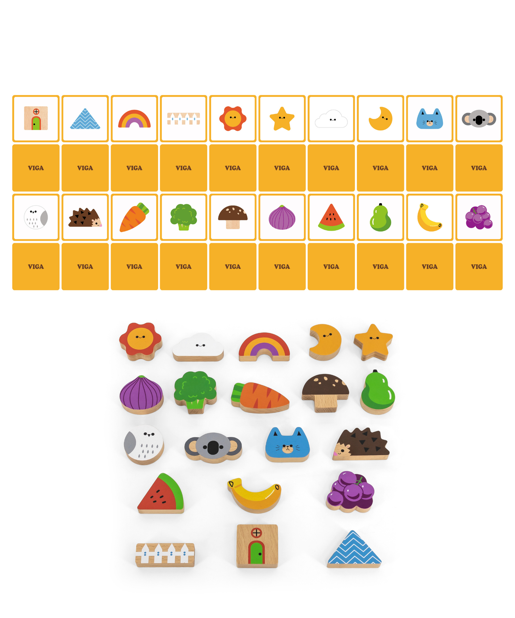 Viga Touch & Find, 20 Piece Matching Puzzle, Montessori Wooden Toy, Develops Sensory, Cognitive & Fine Motor Skills, Non-Toxic & Eco-friendly Kids Educational Toy, Suitable for Children Aged 3Y+