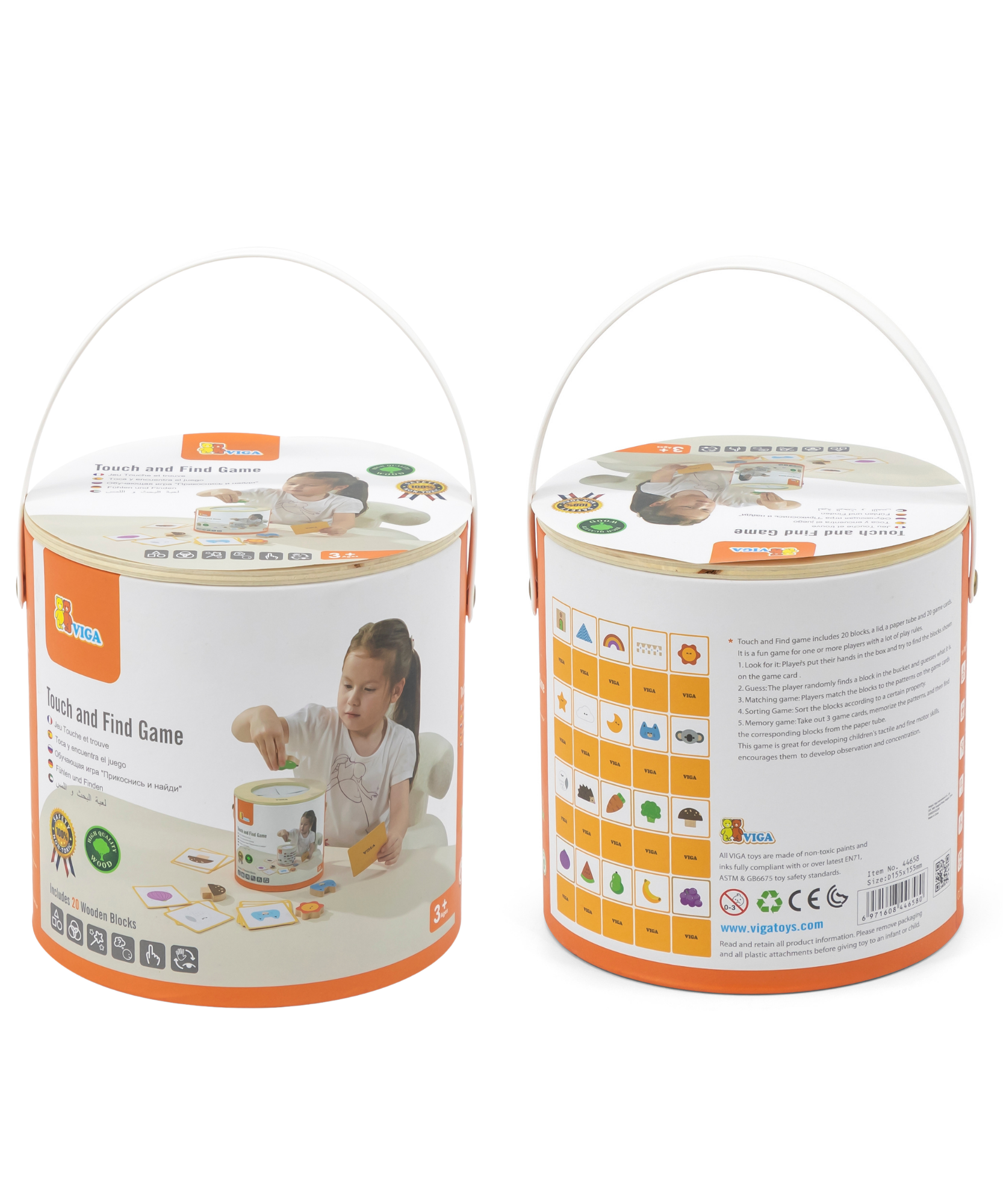 Viga Touch & Find, 20 Piece Matching Puzzle, Montessori Wooden Toy, Develops Sensory, Cognitive & Fine Motor Skills, Non-Toxic & Eco-friendly Kids Educational Toy, Suitable for Children Aged 3Y+