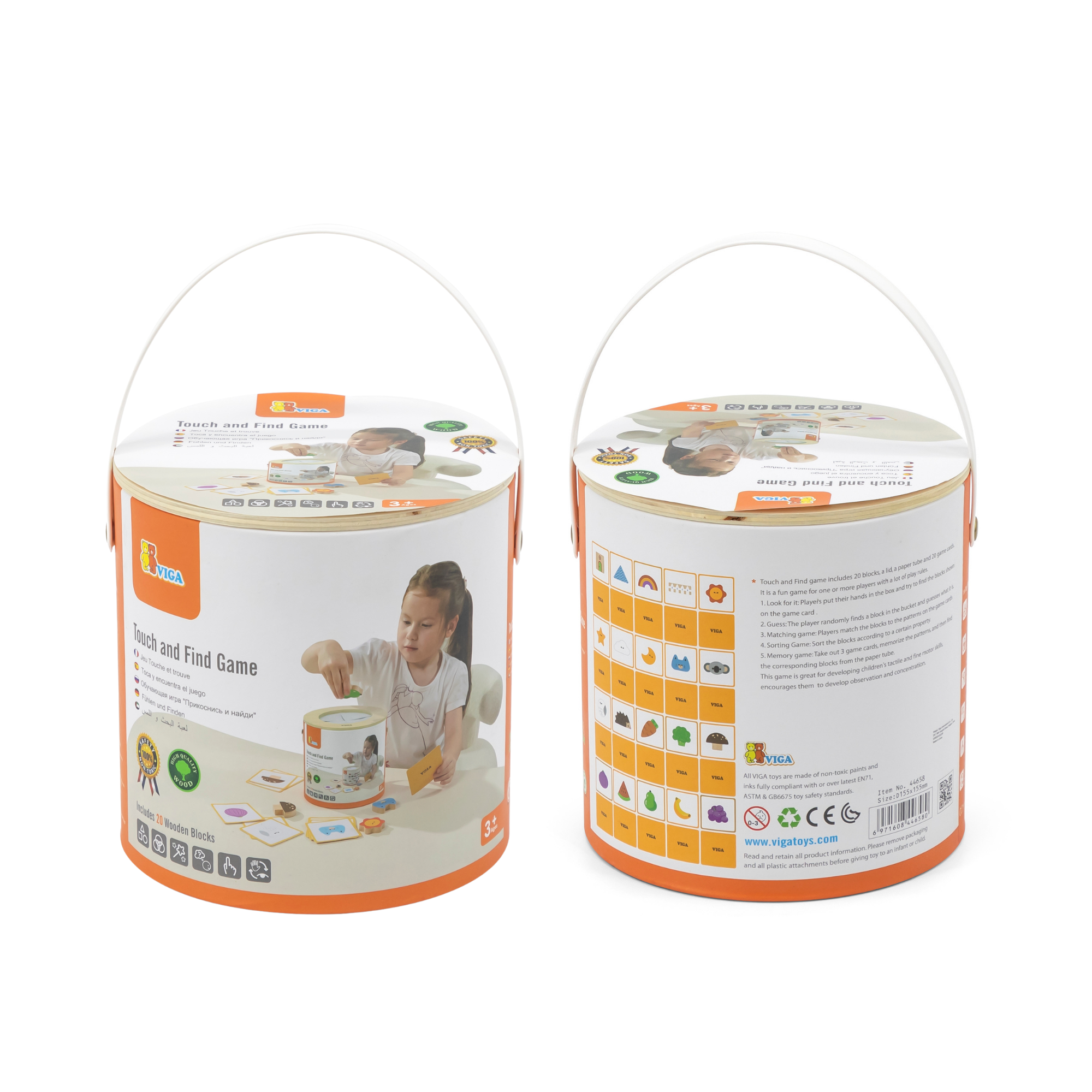 Viga Touch & Find, 20 Piece Matching Puzzle, Montessori Wooden Toy, Develops Sensory, Cognitive & Fine Motor Skills, Non-Toxic & Eco-friendly Kids Educational Toy, Suitable for Children Aged 3Y+