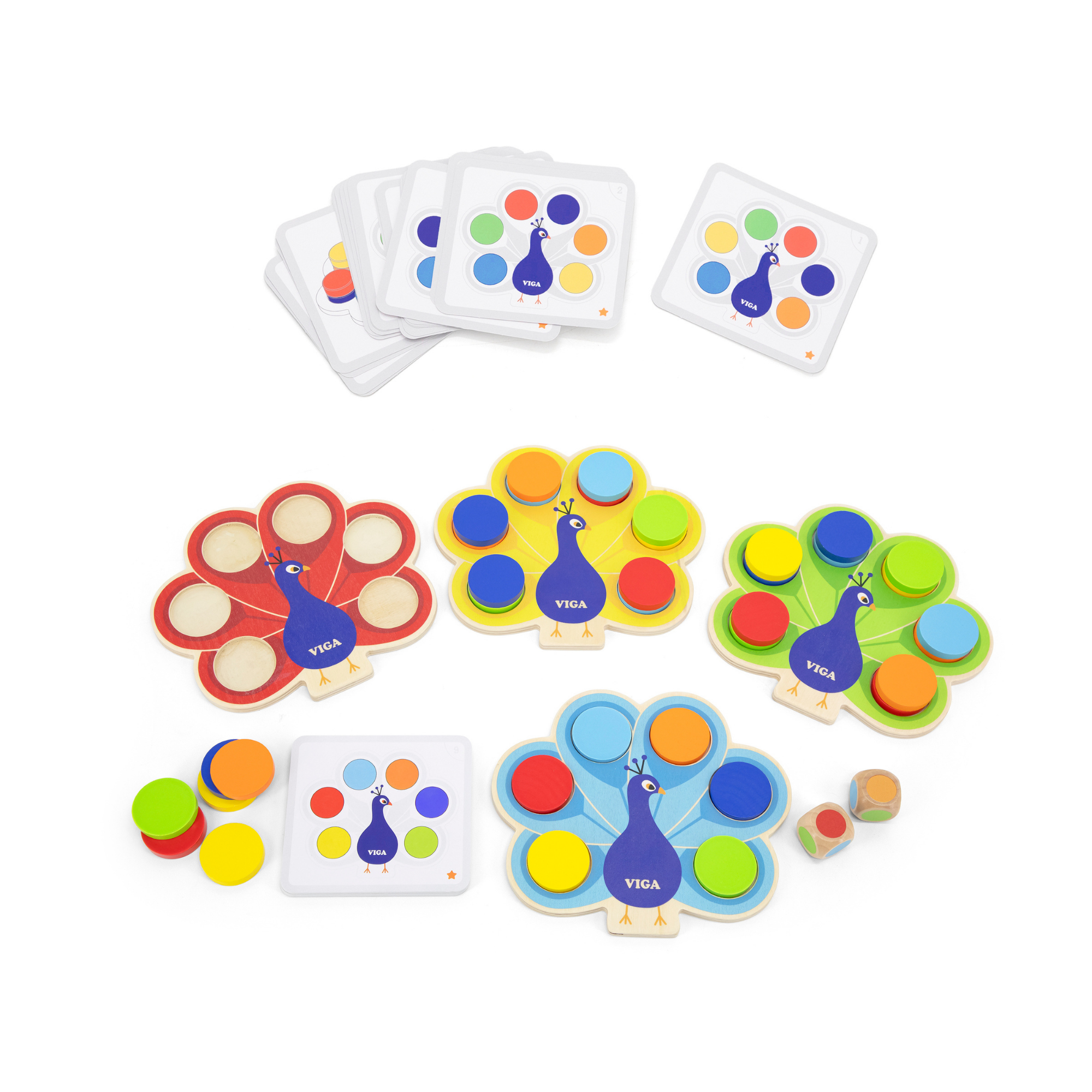 لعبة مطابقة ألوان الطاووس من فيجا، لعبة تعليمية خشبية مستوحاة من مونتيسوري لمرحلة ما قبل المدرسة، نشاط فرز الألوان ومطابقتها، يطور التنسيق بين اليد والعين والمنطق والتركيز، للأعمار من 3 سنوات فما فوق