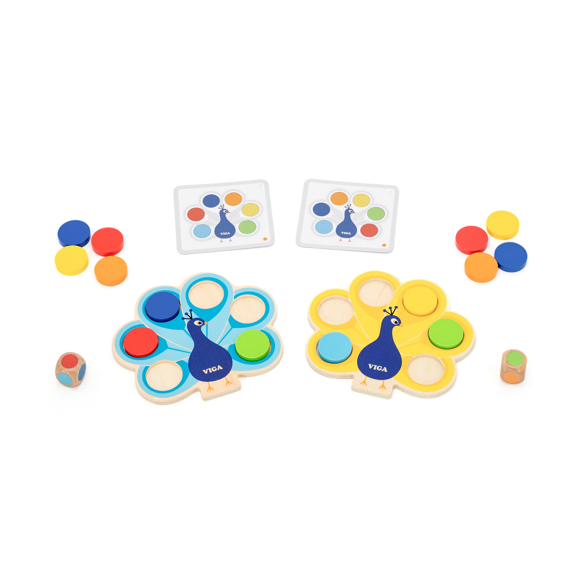 لعبة مطابقة ألوان الطاووس من فيجا، لعبة تعليمية خشبية مستوحاة من مونتيسوري لمرحلة ما قبل المدرسة، نشاط فرز الألوان ومطابقتها، يطور التنسيق بين اليد والعين والمنطق والتركيز، للأعمار من 3 سنوات فما فوق