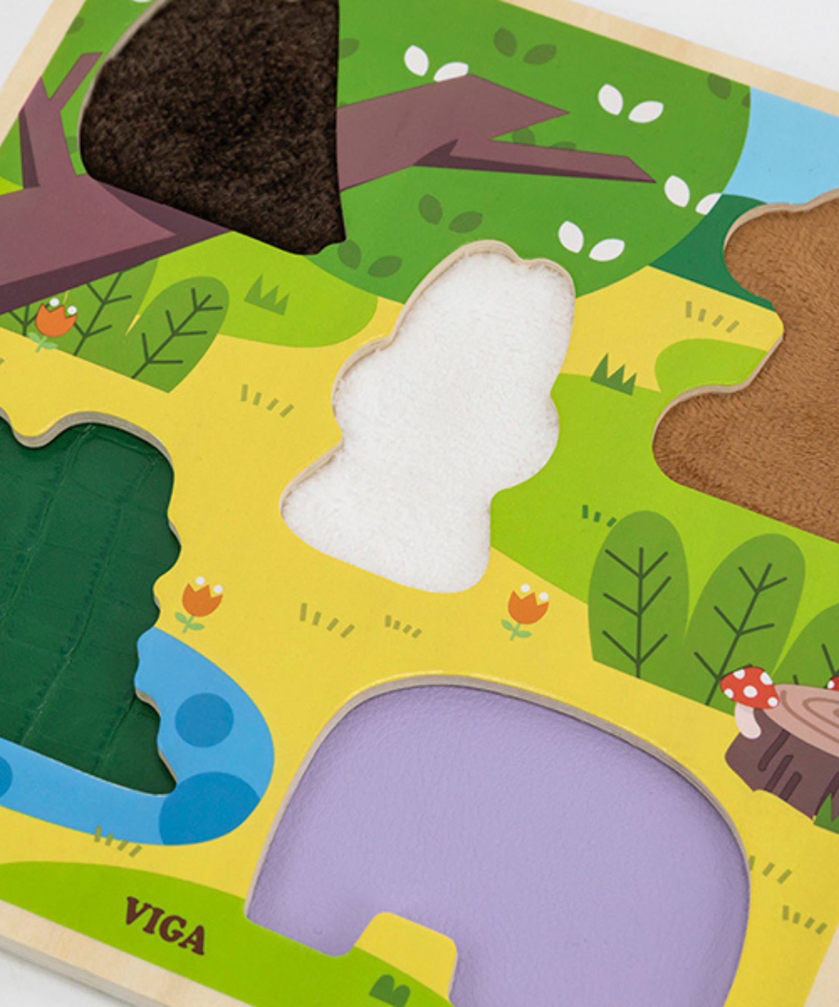 Viga Forest, 5 Piece Block Puzzle, Montessori Wooden Toy, Develops Sensory, Cognitive & Fine Motor Skills, Non-Toxic & Eco-friendly Kids Educational Toy, Suitable for Boys and Girls Aged 18M+