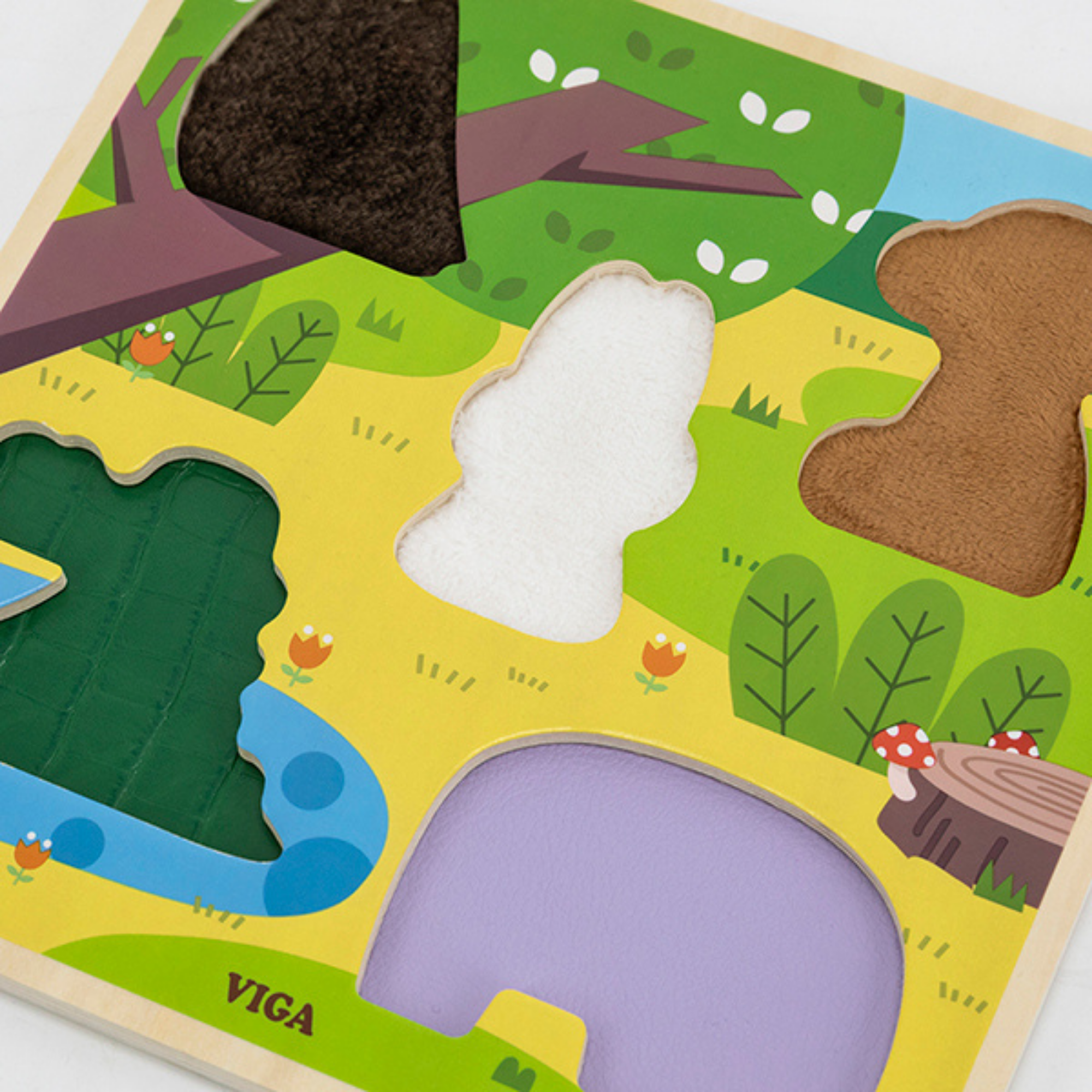 Viga Forest, 5 Piece Block Puzzle, Montessori Wooden Toy, Develops Sensory, Cognitive & Fine Motor Skills, Non-Toxic & Eco-friendly Kids Educational Toy, Suitable for Boys and Girls Aged 18M+