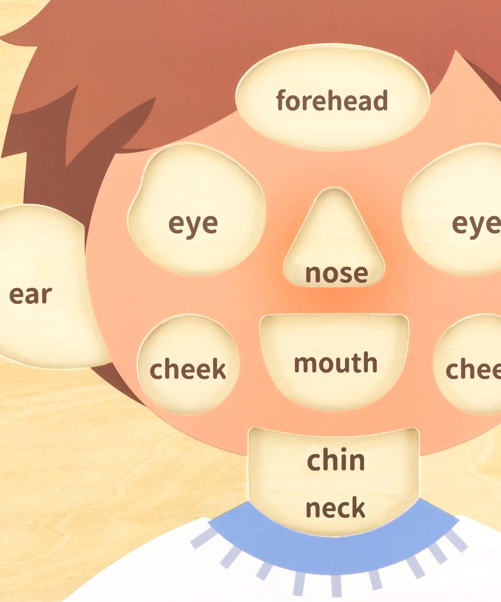 Viga Boys Face, 10 Piece Knob Puzzle, Montessori Wooden Toy, Develops Sensory, Cognitive & Fine Motor Skills, Non-Toxic & Eco-friendly Kids Educational Toy, Suitable for Boys and Girls Aged 18M+