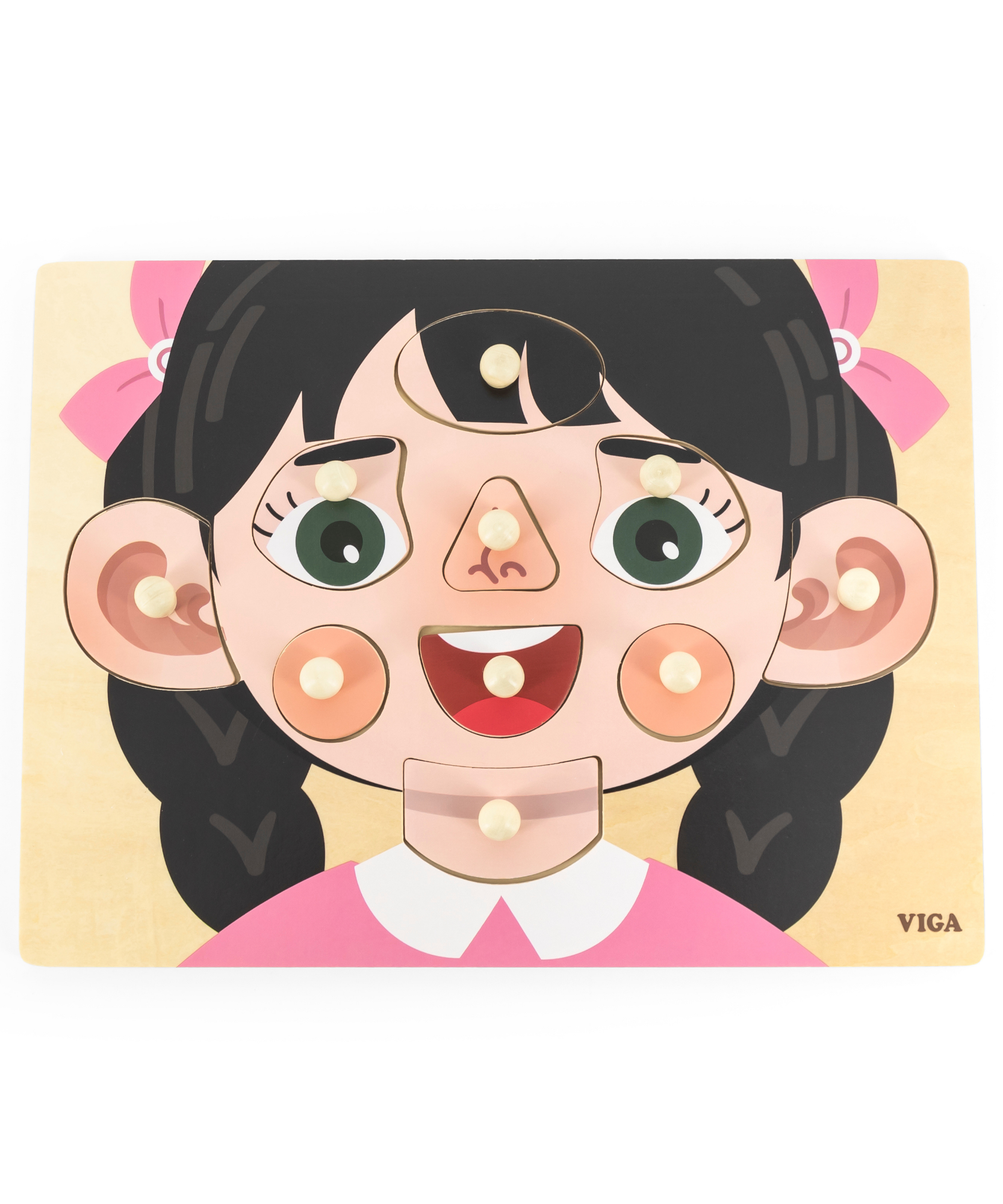 لعبة فيجا للبنات، أحجية بمقبض من 10 قطع، لعبة مونتيسوري خشبية، تنمي المهارات الحسية والإدراكية والحركية الدقيقة، لعبة تعليمية للأطفال غير سامة وصديقة للبيئة، مناسبة للأولاد والبنات من سن 18 شهرًا فما فوق