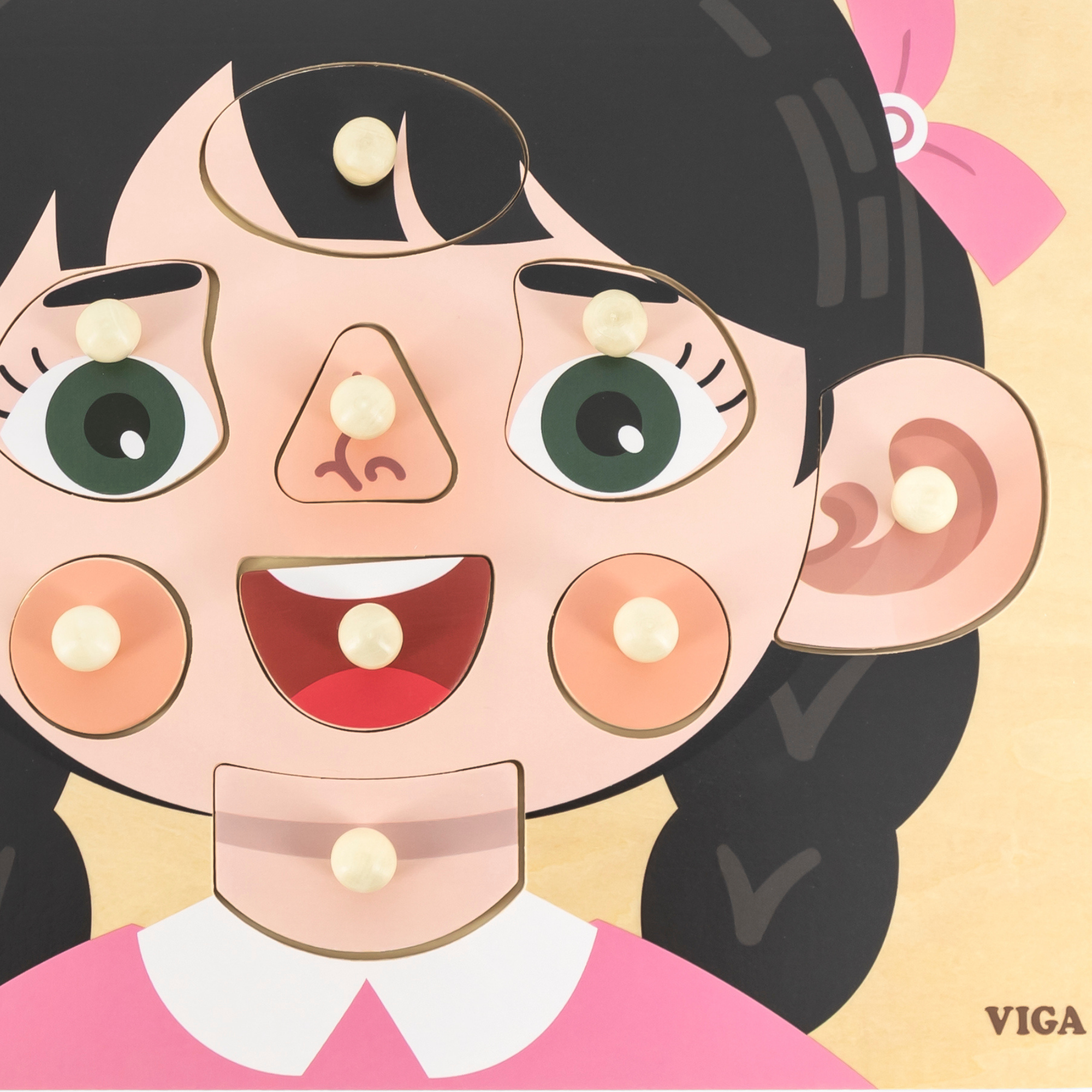 لعبة فيجا للبنات، أحجية بمقبض من 10 قطع، لعبة مونتيسوري خشبية، تنمي المهارات الحسية والإدراكية والحركية الدقيقة، لعبة تعليمية للأطفال غير سامة وصديقة للبيئة، مناسبة للأولاد والبنات من سن 18 شهرًا فما فوق