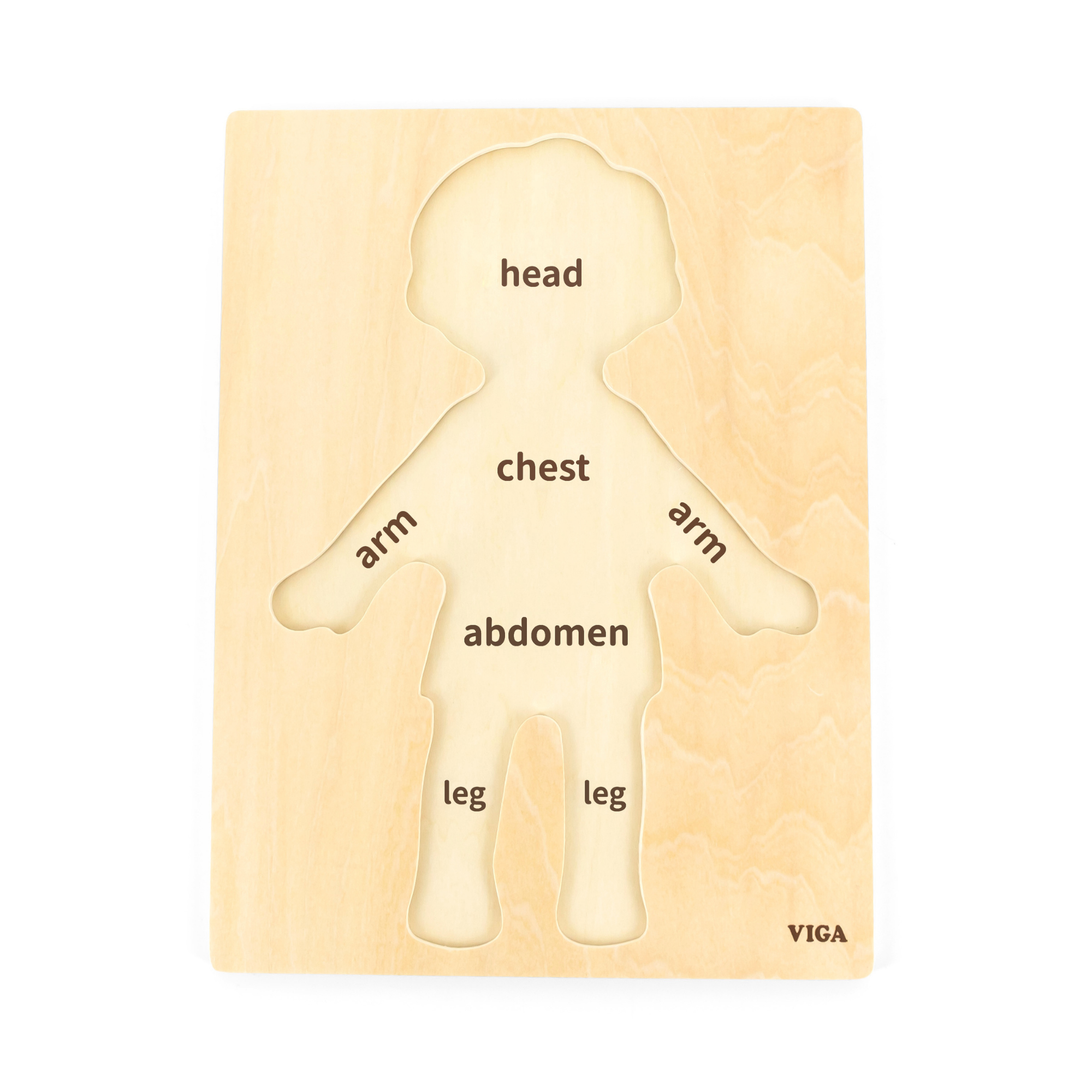 Viga Boys Body, 7 Piece Knob Puzzle, Montessori Wooden Toy, Develops Sensory, Cognitive & Fine Motor Skills, Non-Toxic & Eco-friendly Kids Educational Toy, Suitable for Boys and Girls Aged 18M+