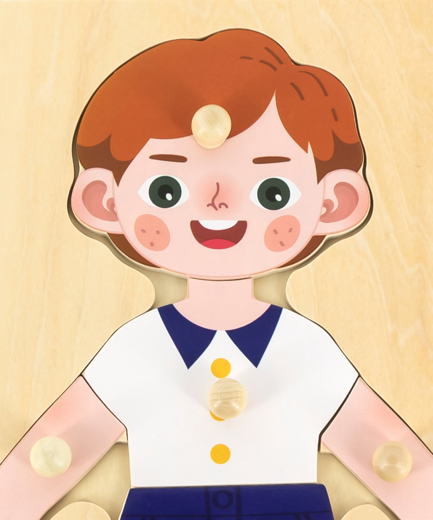 Viga Boys Body, 7 Piece Knob Puzzle, Montessori Wooden Toy, Develops Sensory, Cognitive & Fine Motor Skills, Non-Toxic & Eco-friendly Kids Educational Toy, Suitable for Boys and Girls Aged 18M+