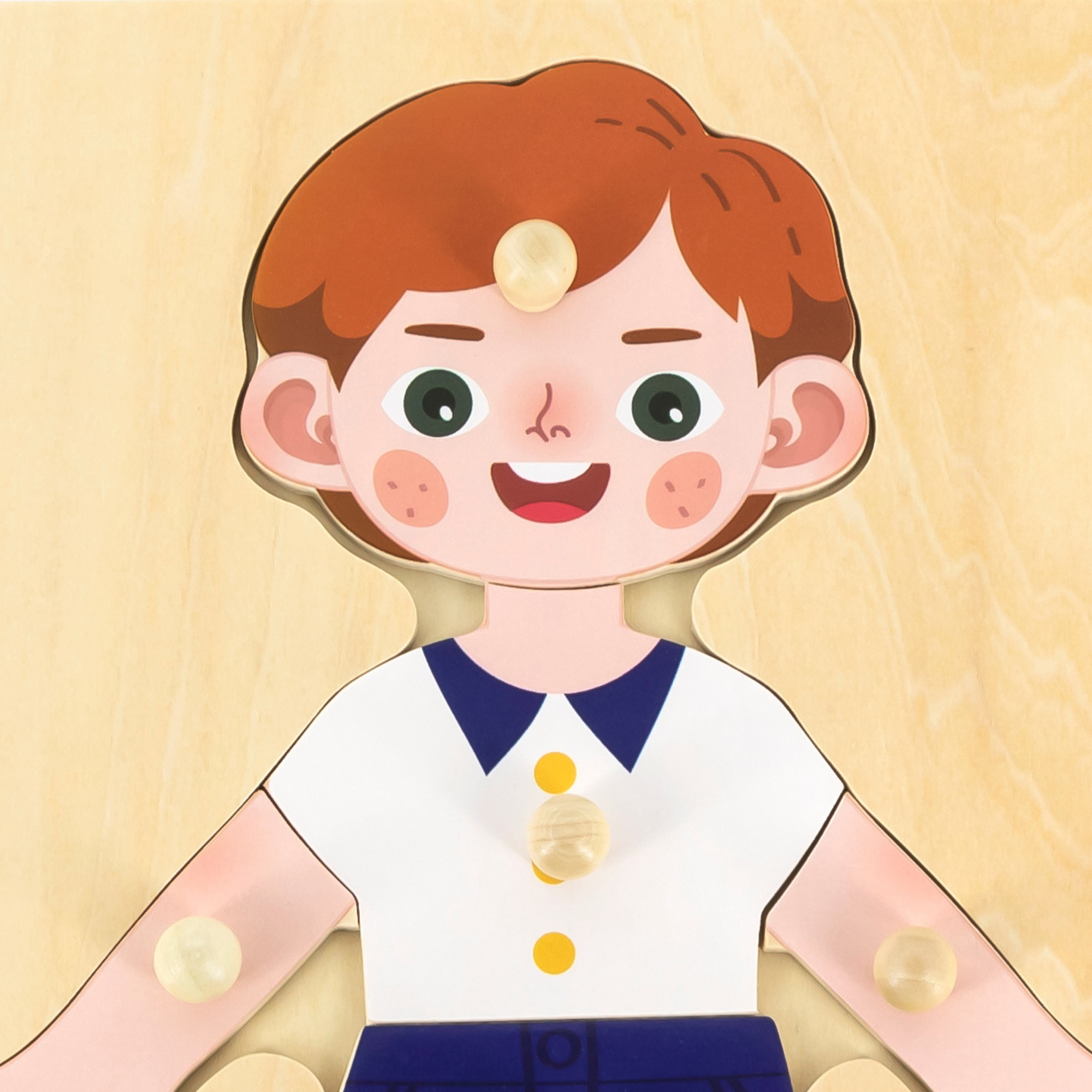 Viga Boys Body, 7 Piece Knob Puzzle, Montessori Wooden Toy, Develops Sensory, Cognitive & Fine Motor Skills, Non-Toxic & Eco-friendly Kids Educational Toy, Suitable for Boys and Girls Aged 18M+