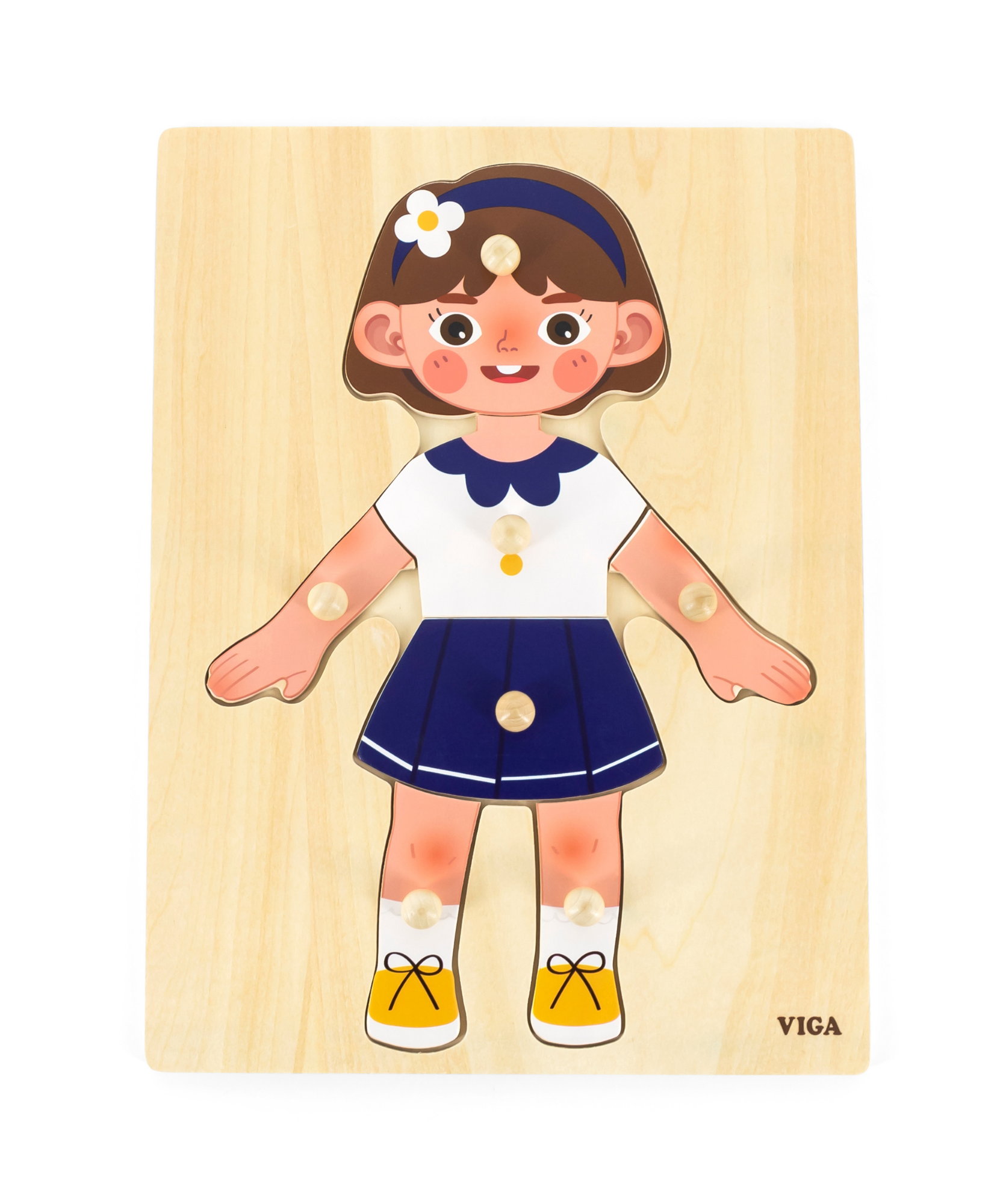 لعبة أحجية مقبض الجسم للبنات من فيجا، مكونة من 7 قطع، لعبة مونتيسوري الخشبية، تنمي المهارات الحسية والإدراكية والحركية الدقيقة، لعبة تعليمية للأطفال غير سامة وصديقة للبيئة، مناسبة للأولاد والبنات من سن 18 شهرًا فما فوق