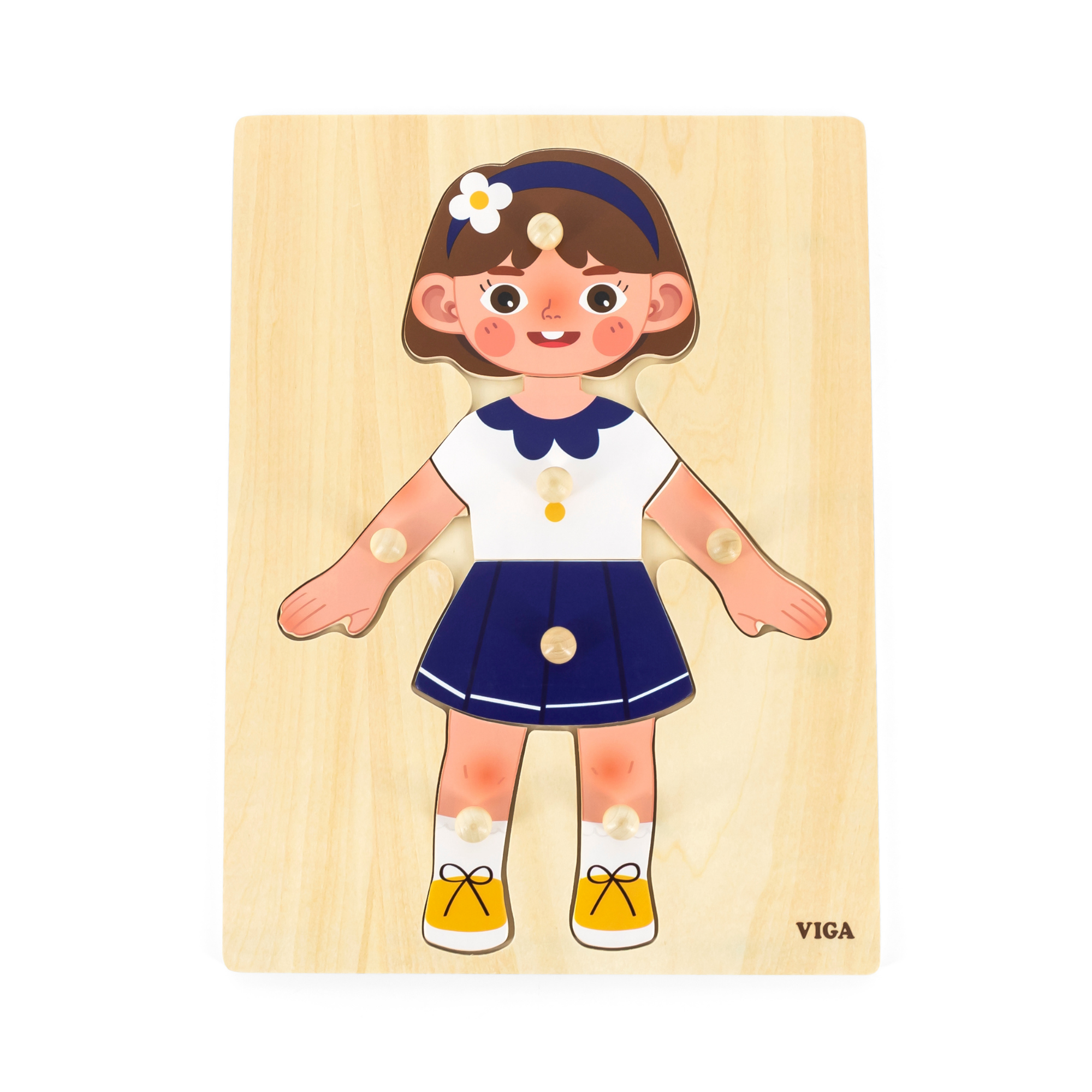 لعبة أحجية مقبض الجسم للبنات من فيجا، مكونة من 7 قطع، لعبة مونتيسوري الخشبية، تنمي المهارات الحسية والإدراكية والحركية الدقيقة، لعبة تعليمية للأطفال غير سامة وصديقة للبيئة، مناسبة للأولاد والبنات من سن 18 شهرًا فما فوق