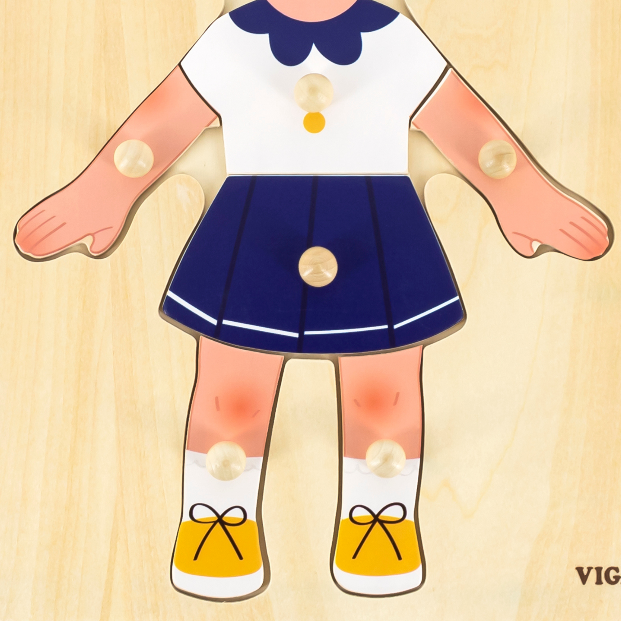 لعبة أحجية مقبض الجسم للبنات من فيجا، مكونة من 7 قطع، لعبة مونتيسوري الخشبية، تنمي المهارات الحسية والإدراكية والحركية الدقيقة، لعبة تعليمية للأطفال غير سامة وصديقة للبيئة، مناسبة للأولاد والبنات من سن 18 شهرًا فما فوق