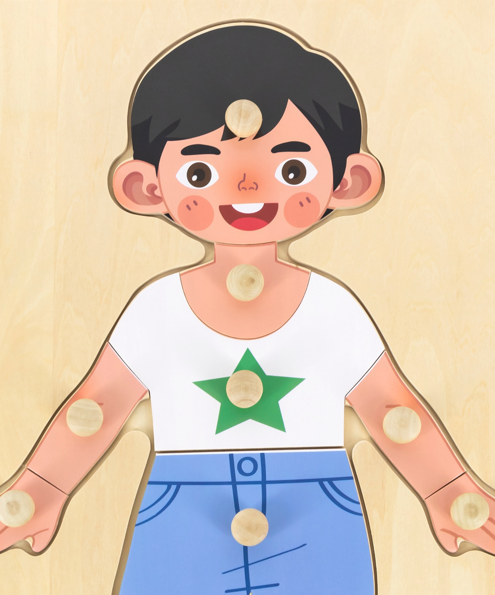 Viga Boys Body, 12 Piece Knob Puzzle, Montessori Wooden Toy, Develops Sensory, Cognitive & Fine Motor Skills, Non-Toxic & Eco-friendly Kids Educational Toy, Suitable for Boys and Girls Aged 18M+
