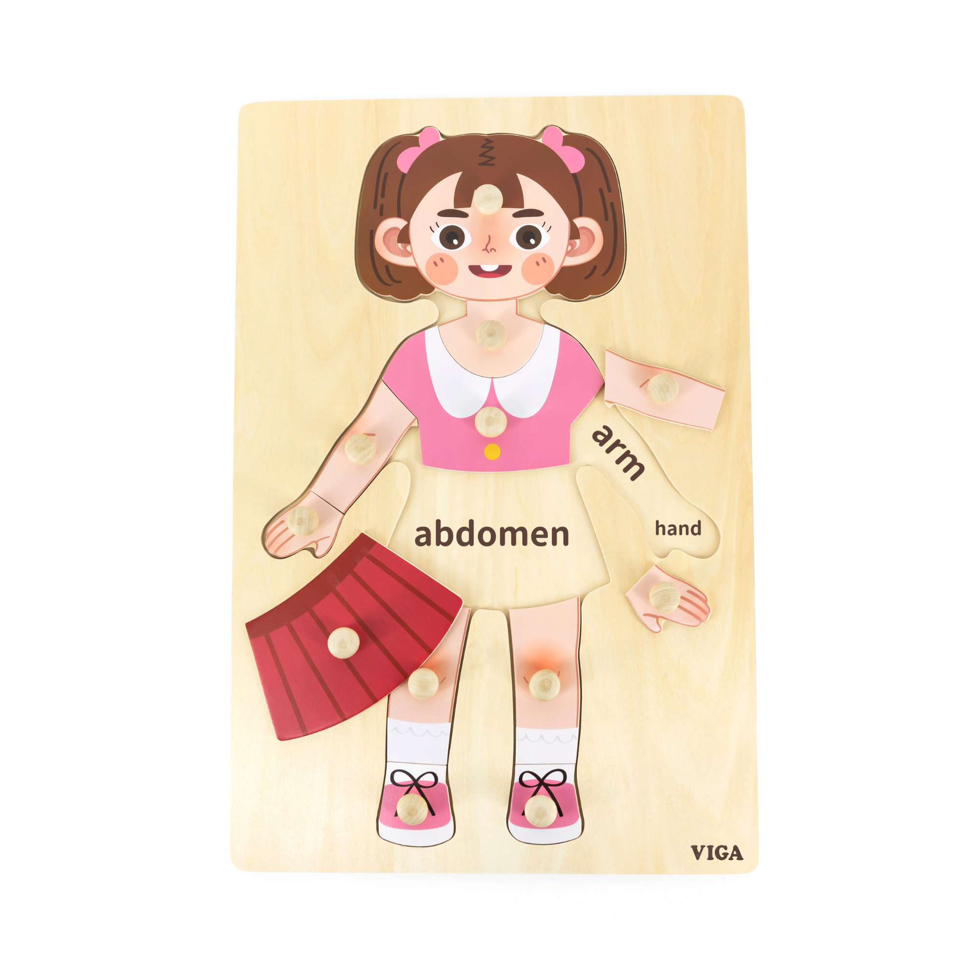 لعبة أحجية مقبض الجسم للبنات من فيجا، مكونة من 12 قطعة، لعبة مونتيسوري الخشبية، تنمي المهارات الحسية والإدراكية والحركية الدقيقة، لعبة تعليمية للأطفال غير سامة وصديقة للبيئة، مناسبة للأولاد والبنات من سن 18 شهرًا فما فوق