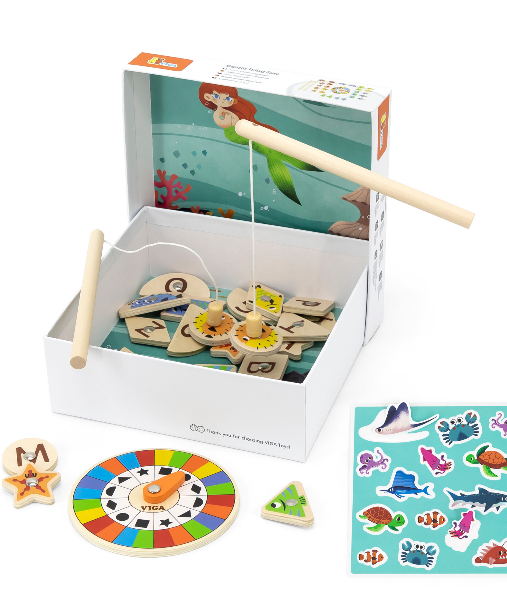 لعبة فيجا لصيد الأسماك، 26 قطعة من الألغاز المغناطيسية، لعبة مونتيسوري الخشبية، تنمي المهارات الحسية والإدراكية والحركية الدقيقة، لعبة تعليمية للأطفال غير سامة وصديقة للبيئة، مناسبة للأطفال من سن 18 شهرًا فما فوق